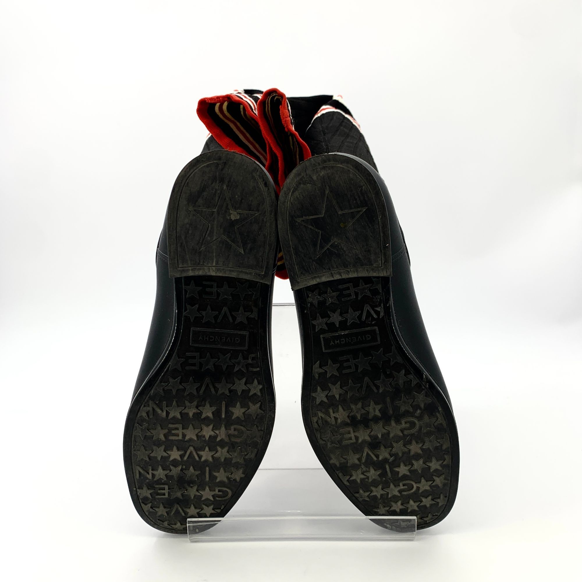 Givenchy Givenchy Black Leather Boots With Knit Star & Stripe Detail Size US 7 / IT 37 - 5 Thumbnail