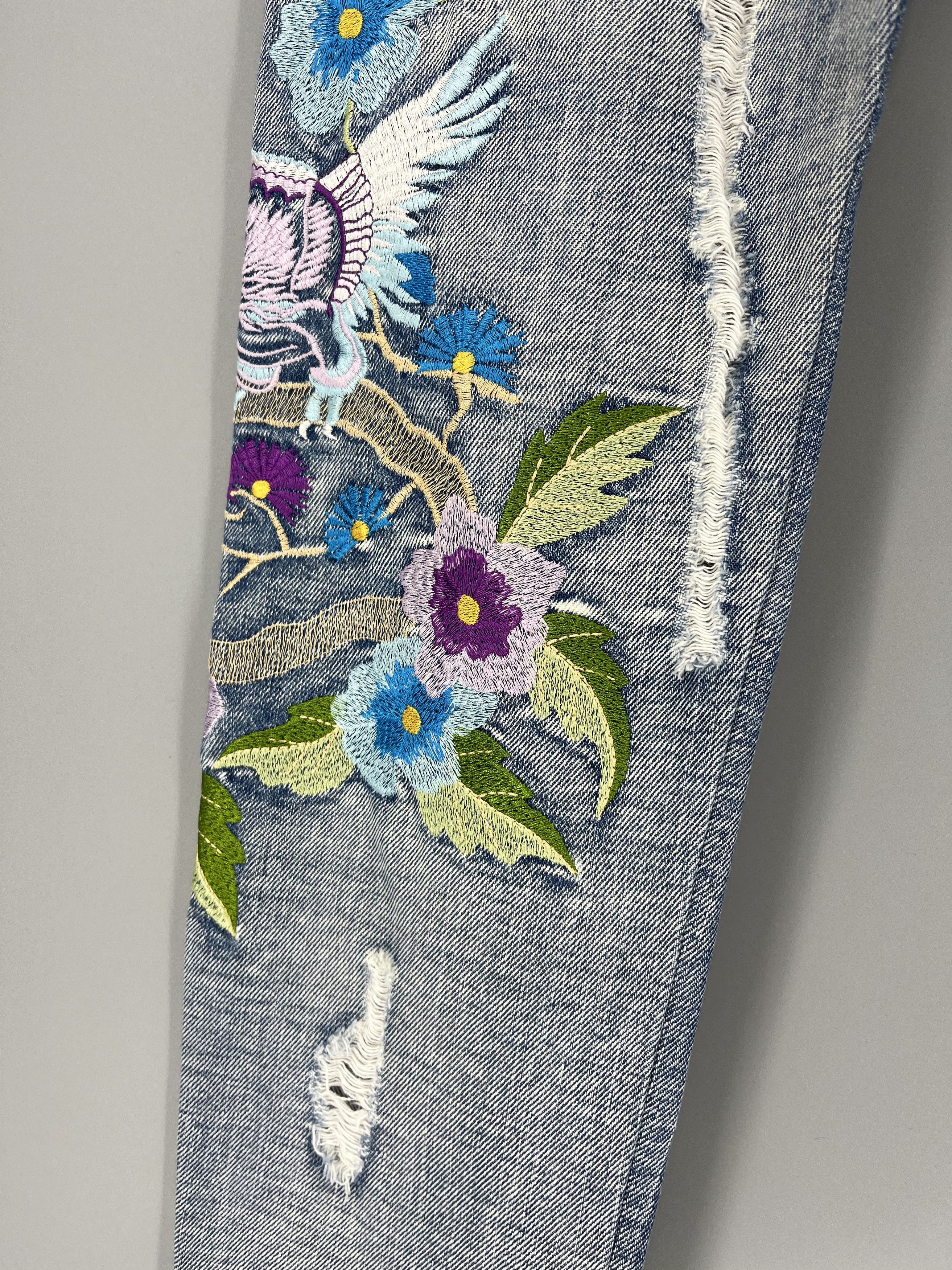 Vintage Rare Men's Jeans With Embroidered Flowers Japanese Brand Size US 28 / EU 44 - 4 Thumbnail