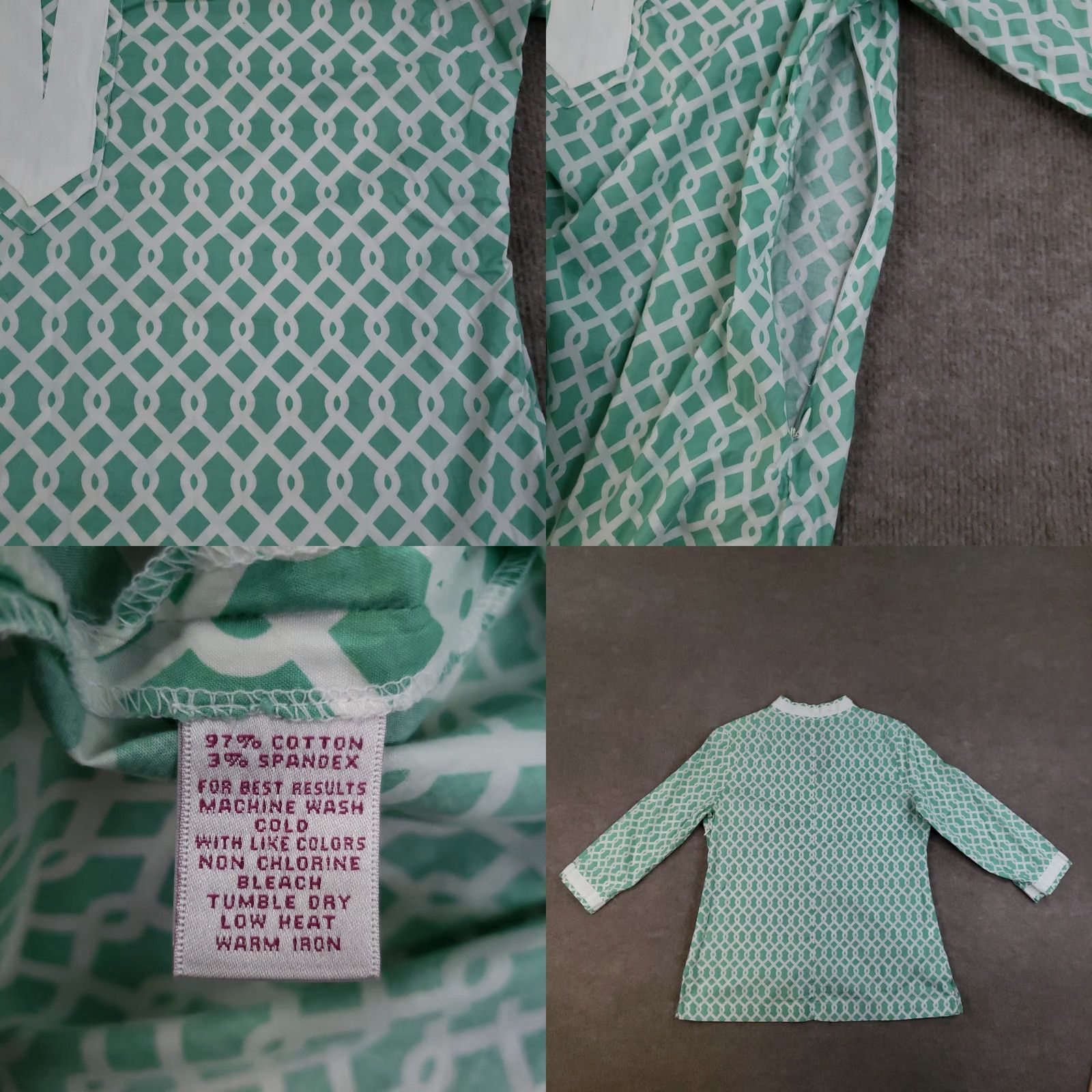 Peter Millar Peter Millar Shirt Womens Medium Green Geometric Print 3/4 Sleeve Top Golf Size M / US 6-8 / IT 42-44 - 8 Thumbnail