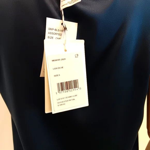 Lafayette 148 LAFAYETTE 148 Perla Luxe Blue Silk Charmeuse Blouse - (S) Size S / US 4 / IT 40 - 8 Thumbnail