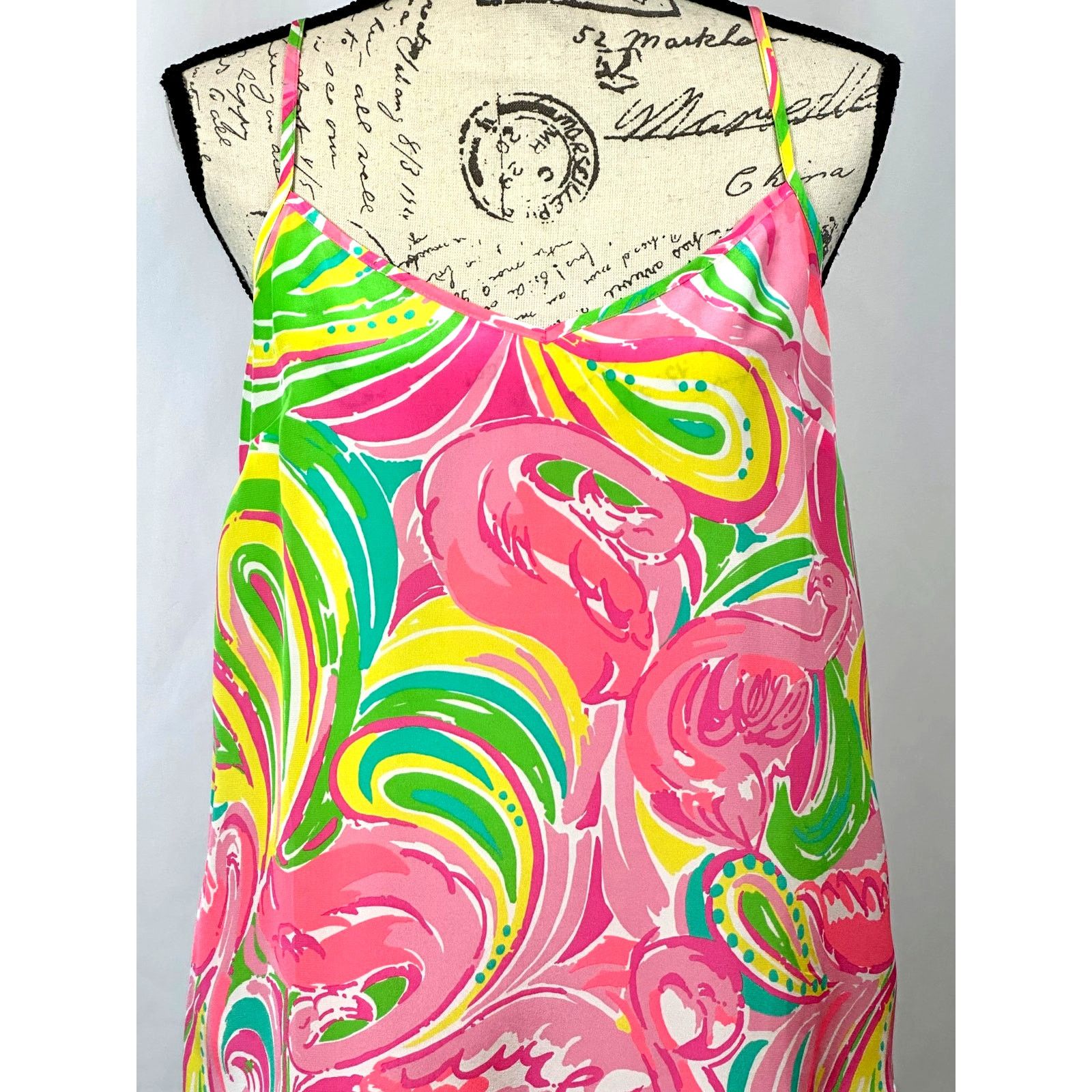 Lilly Pulitzer Lilly Pulitzer Dusk Racer Back Cami 100% Silk Flamingo M Size M / US 6-8 / IT 42-44 - 9 Thumbnail