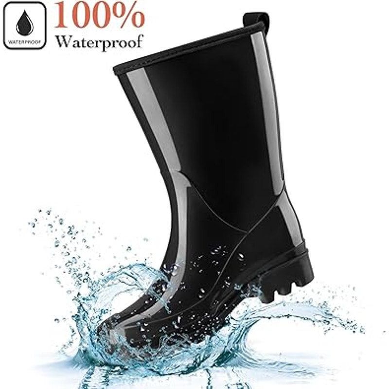 Other Hisea Women's Size 7 Black Waterproof Mid Calf Rain Boots Size US 7 / IT 37 - 4 Thumbnail