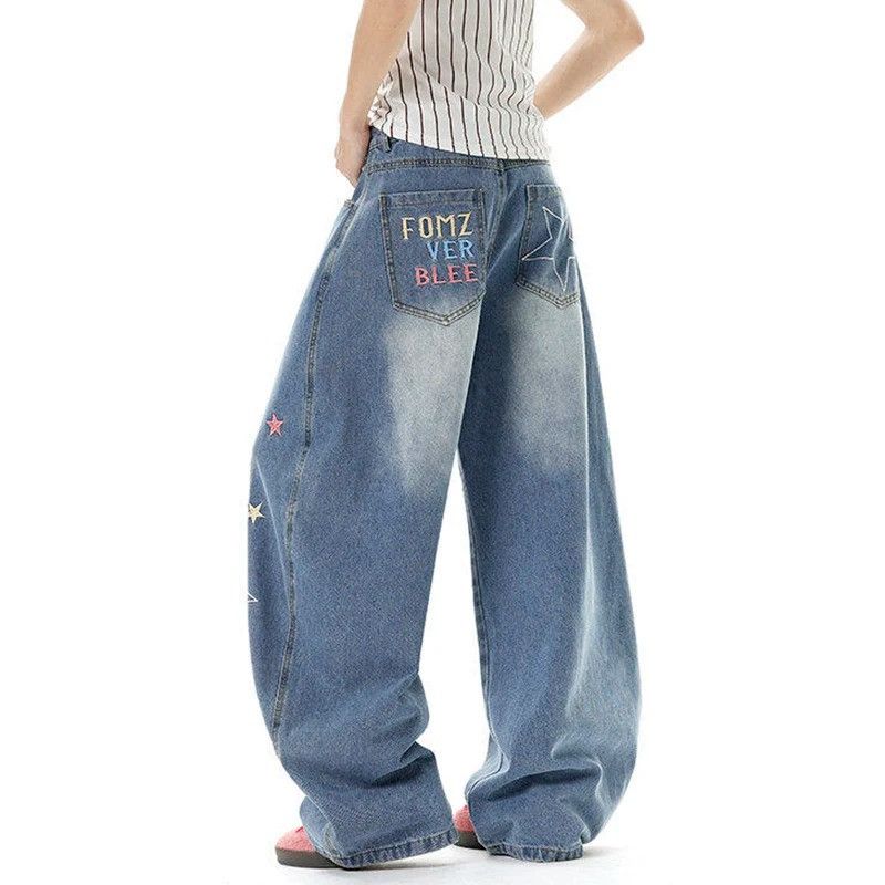 Japanese Brand American Style High Street Star Embroidery Jeans Size US 33 - 4 Thumbnail