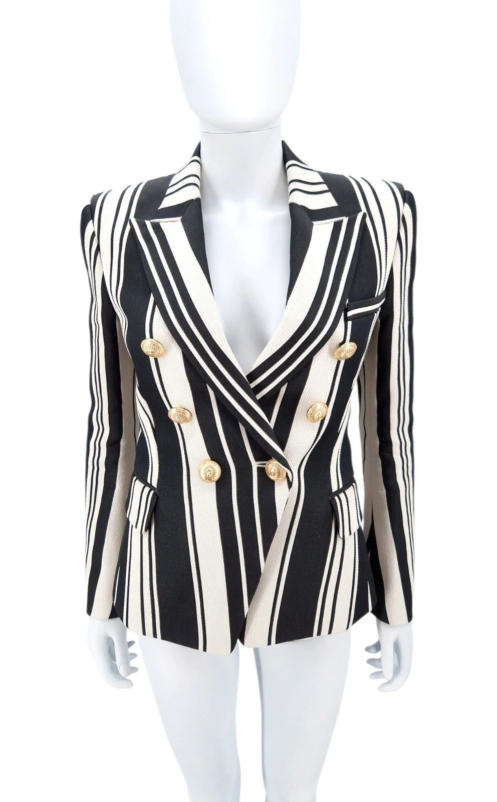 Balmain Balmain Double-Breasted Striped Blazer Size M / US 6-8 / IT 42-44 - 10 Thumbnail