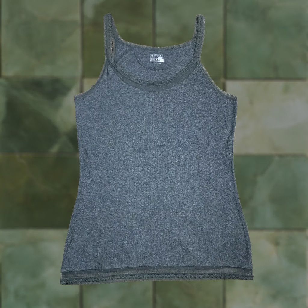 Converse Converse All Star Gray Tank Top Womens L Lace Trim Ribbed Flattering Fit Casual College Grunge School Classic Tagless Womens) Size L / US 10 / IT 46 - 1 Thumbnail