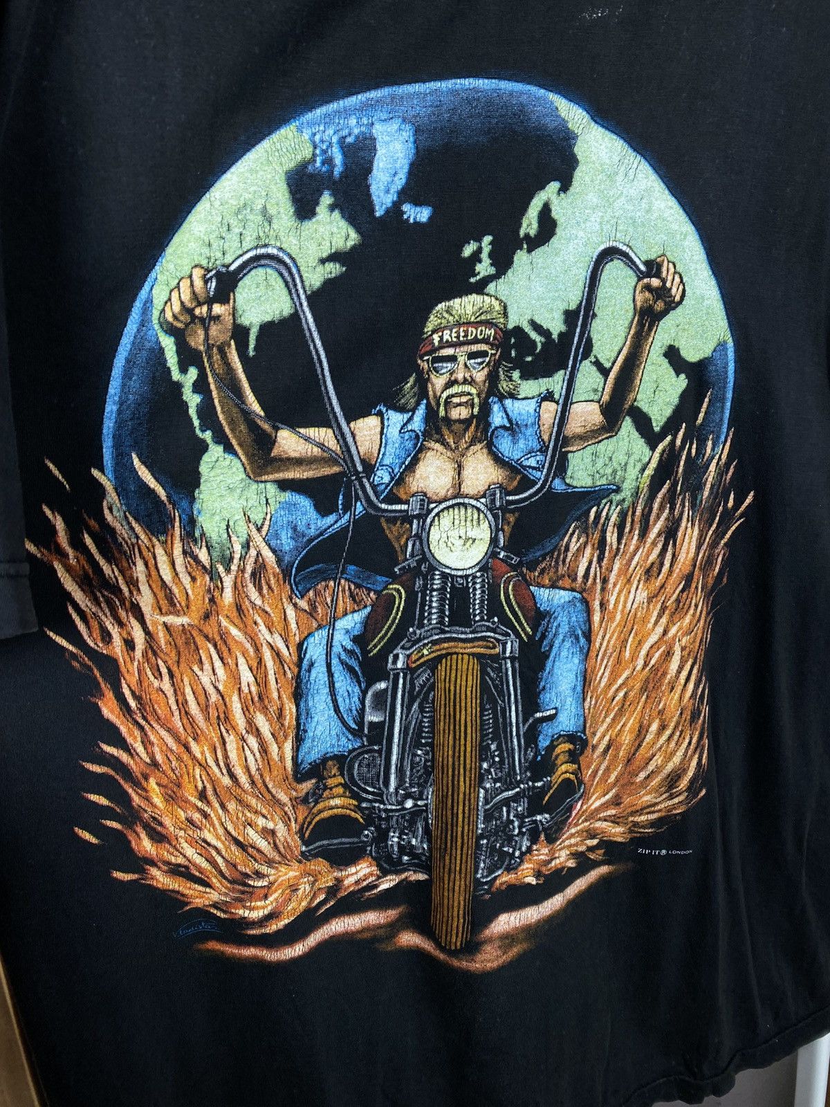 Vintage 🛣️Vintage 90s T-Shirt Moto Racing Biker Zip It VTG Tee🛣️ Size US L / EU 52-54 / 3 - 2 Thumbnail