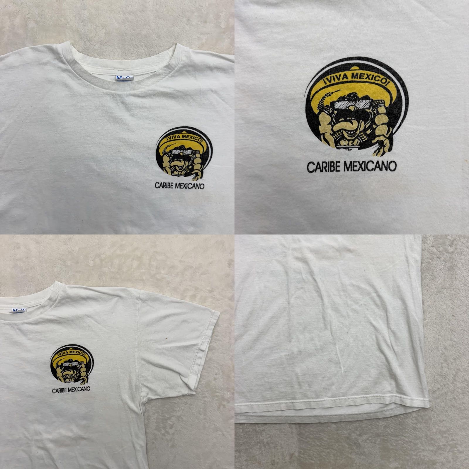 Vintage M&O KNITS Caribe Mexicano Playa Del Carmen Shirt Mens Large White Mexico Tourist T-Shirt Crew Neck Short Sleeve Graphic Print Logo Spring Summer Fall Size US L / EU 52-54 / 3 - 9 Thumbnail