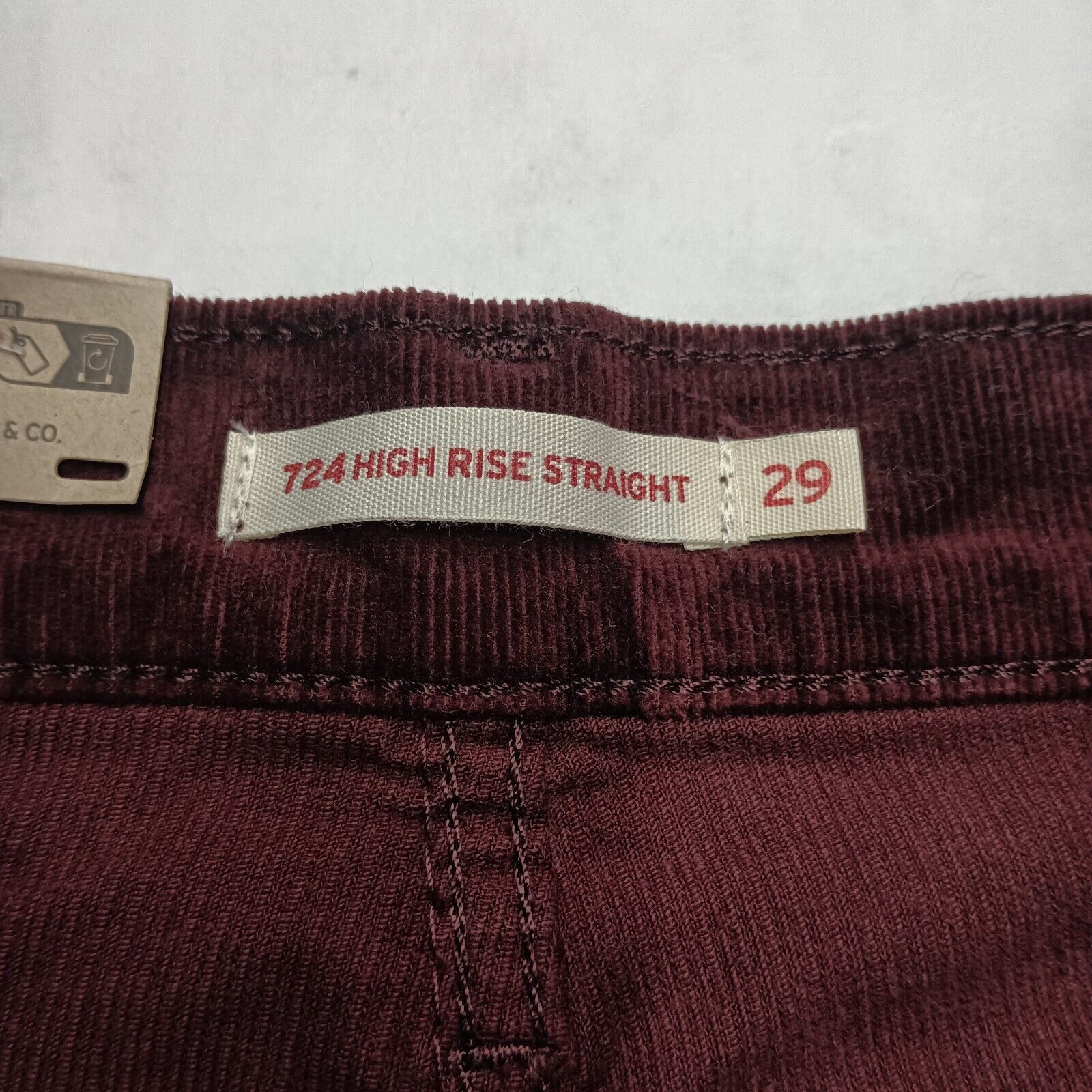 Levi's Levi's 724 High-Rise Slim Straight Jeans 8M 29x32 Burgundy Size 29" - 5 Thumbnail
