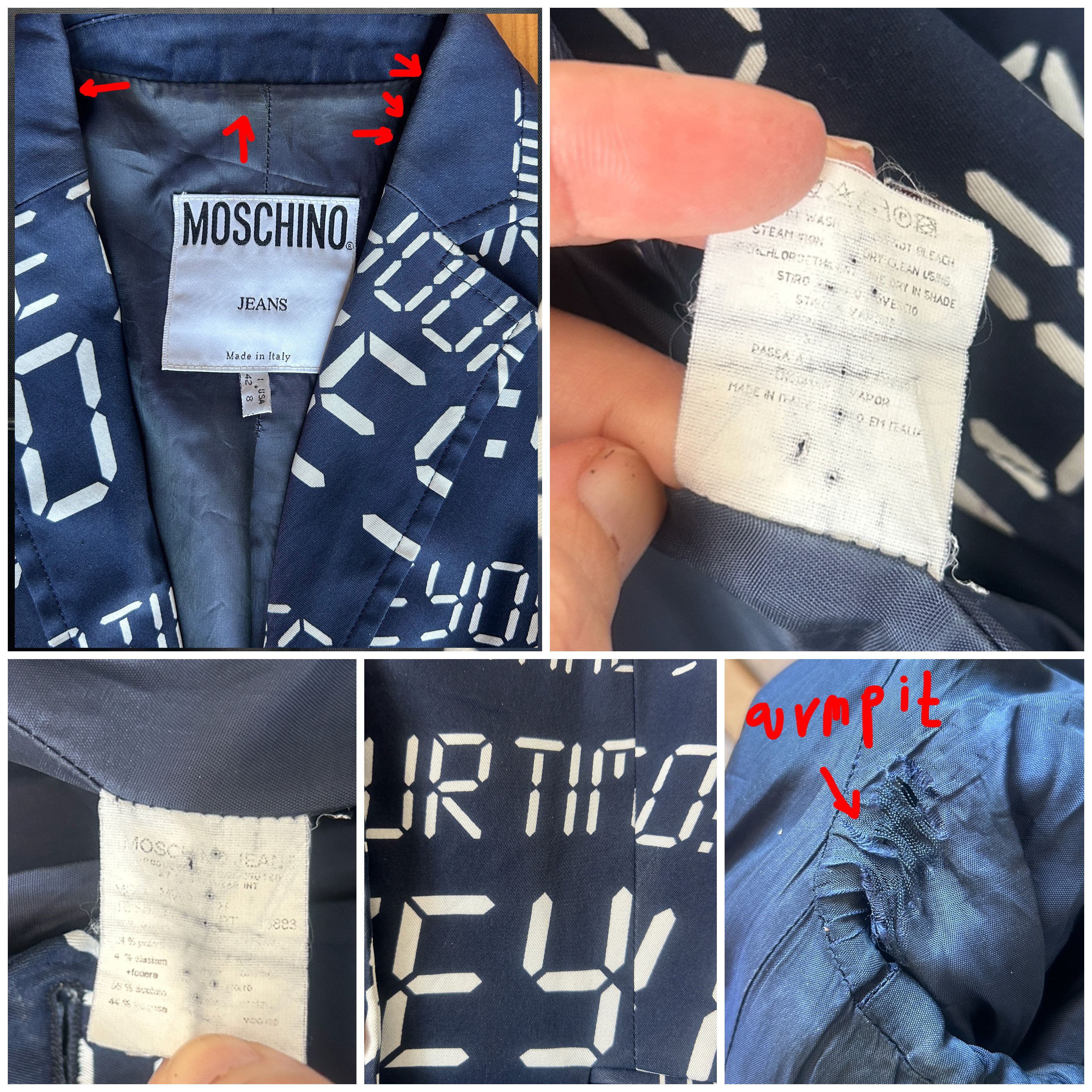 Moschino Vintage 90s Moschino alarm clock print blazer Size M / US 6-8 / IT 42-44 - 9 Thumbnail