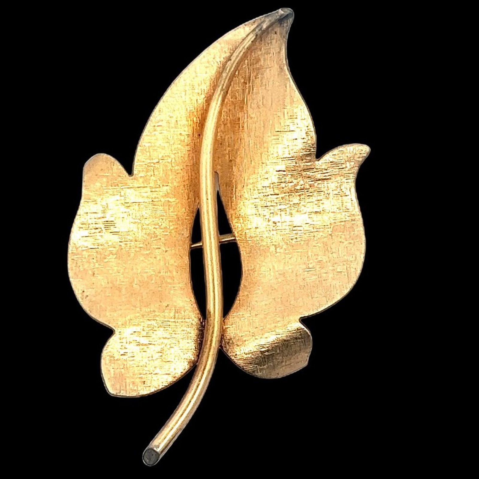 & Other Stories Vintage Signed AZ 12K Gold Filled Brushed Leaf Brooch Pin Size ONE SIZE - 1 Thumbnail