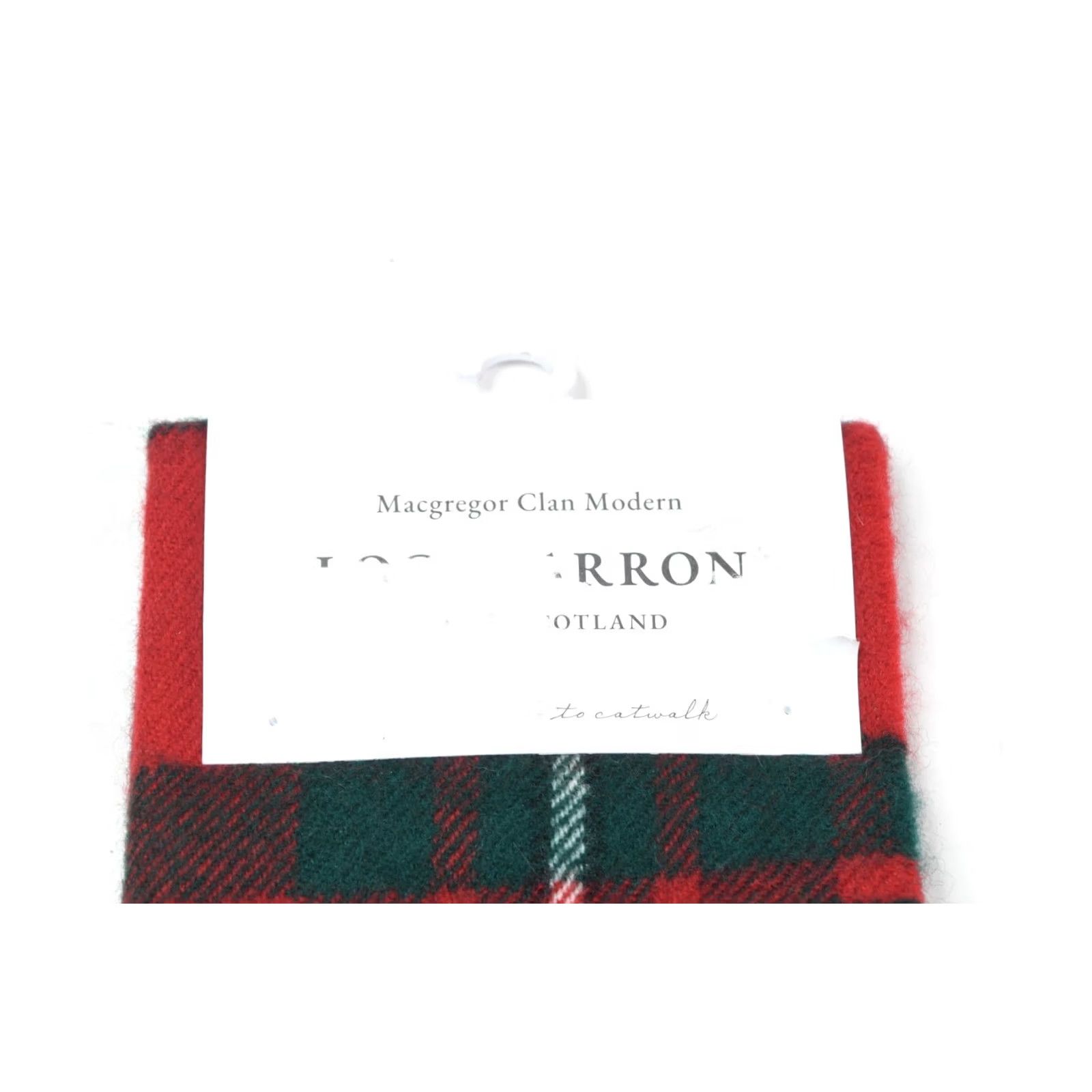 Vintage LOCHARRON Macgregor Clan Modern Scarf Red Green Plaid 100% Lambswool Scotland Unisex Wool Fringe Knit Scarf Size ONE SIZE - 2 Thumbnail