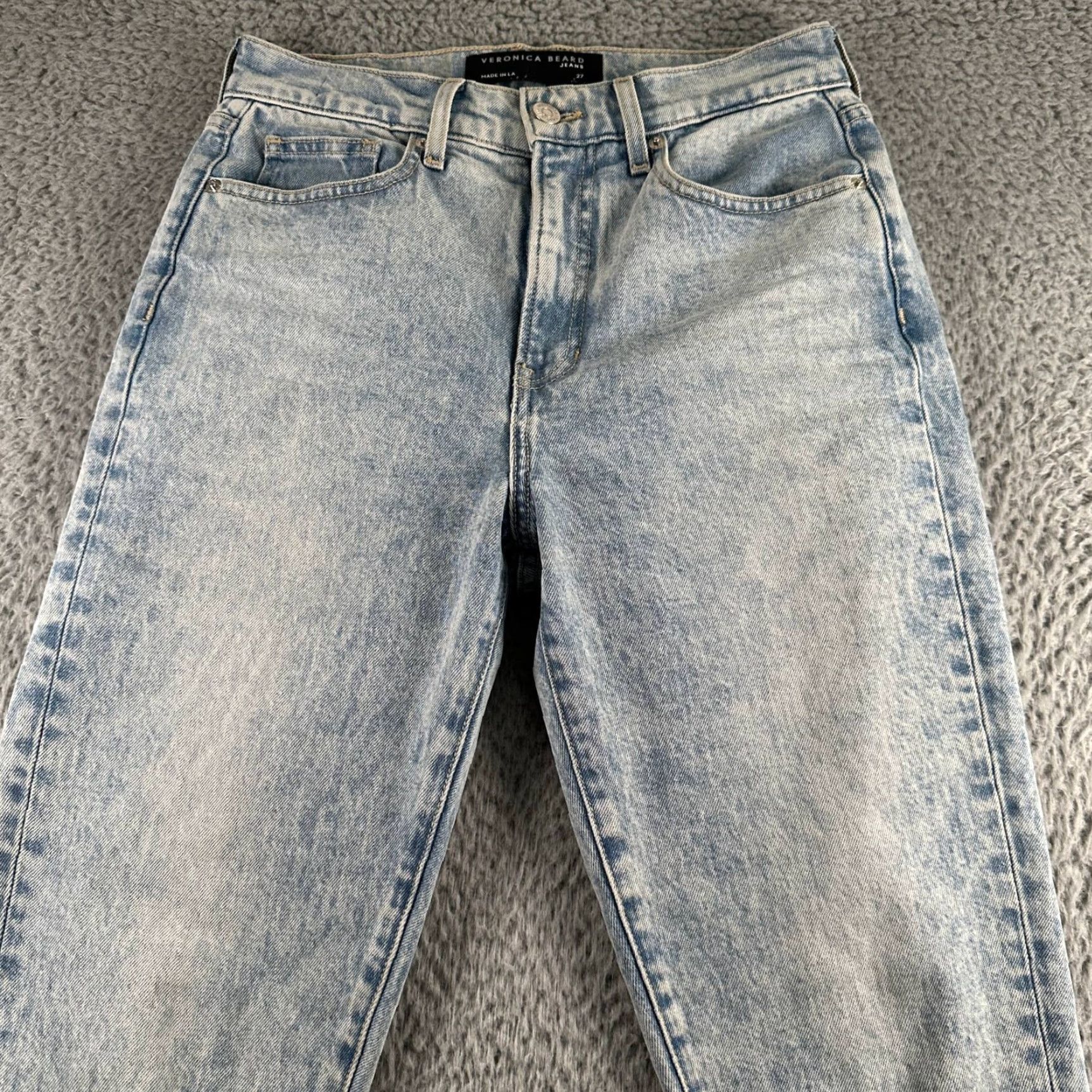 Veronica Beard VERONICA BEARD Alenah Jeans Womens 27 Slim Straight High Rise Light Blue Denim Size 27" / US 4 / IT 40 - 2 Thumbnail