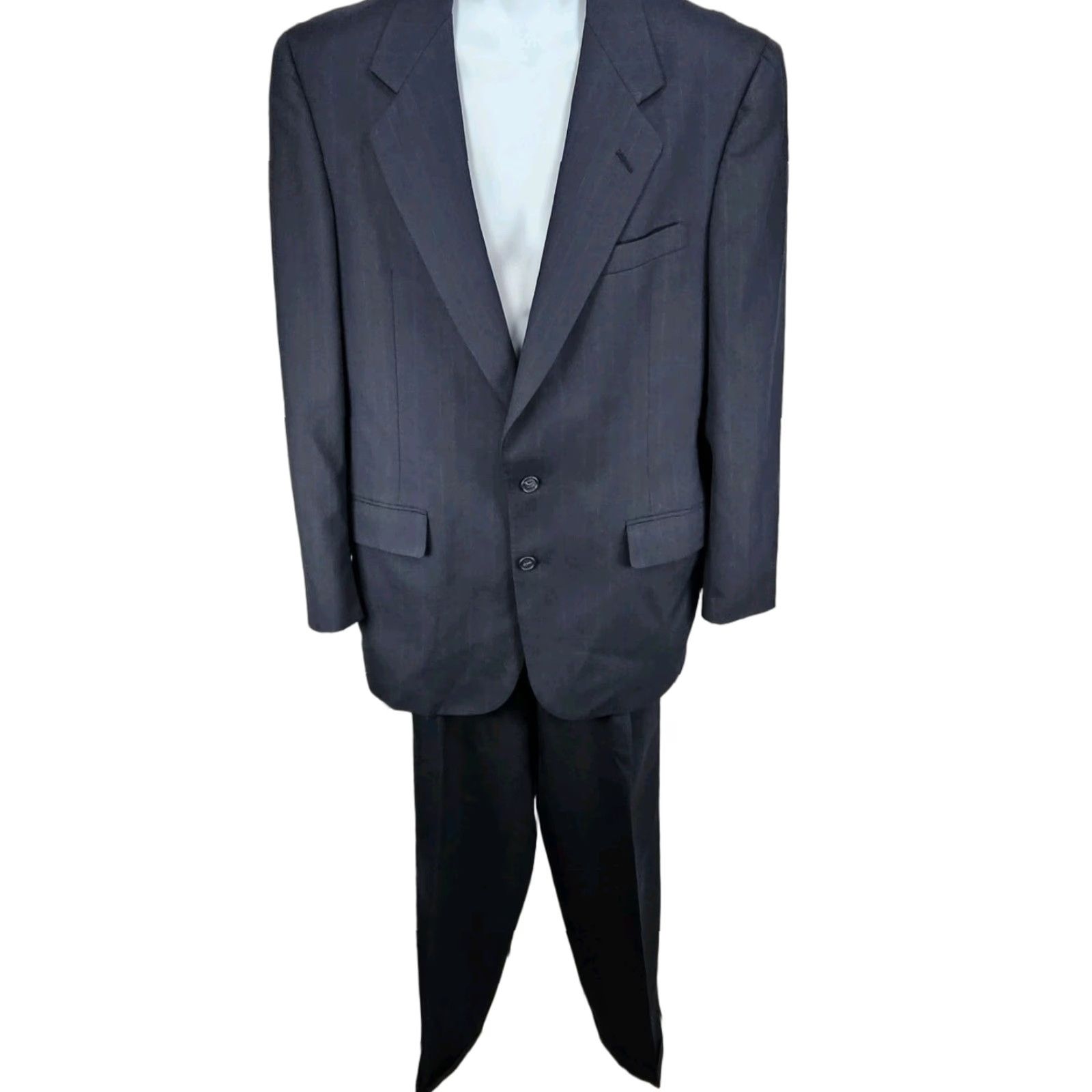 Vintage VTG Colours By Alexander Julian Navy Pinstriped Suit 2 Button Notch USA 40 33x32 Shirt Size 40R - 1 Thumbnail