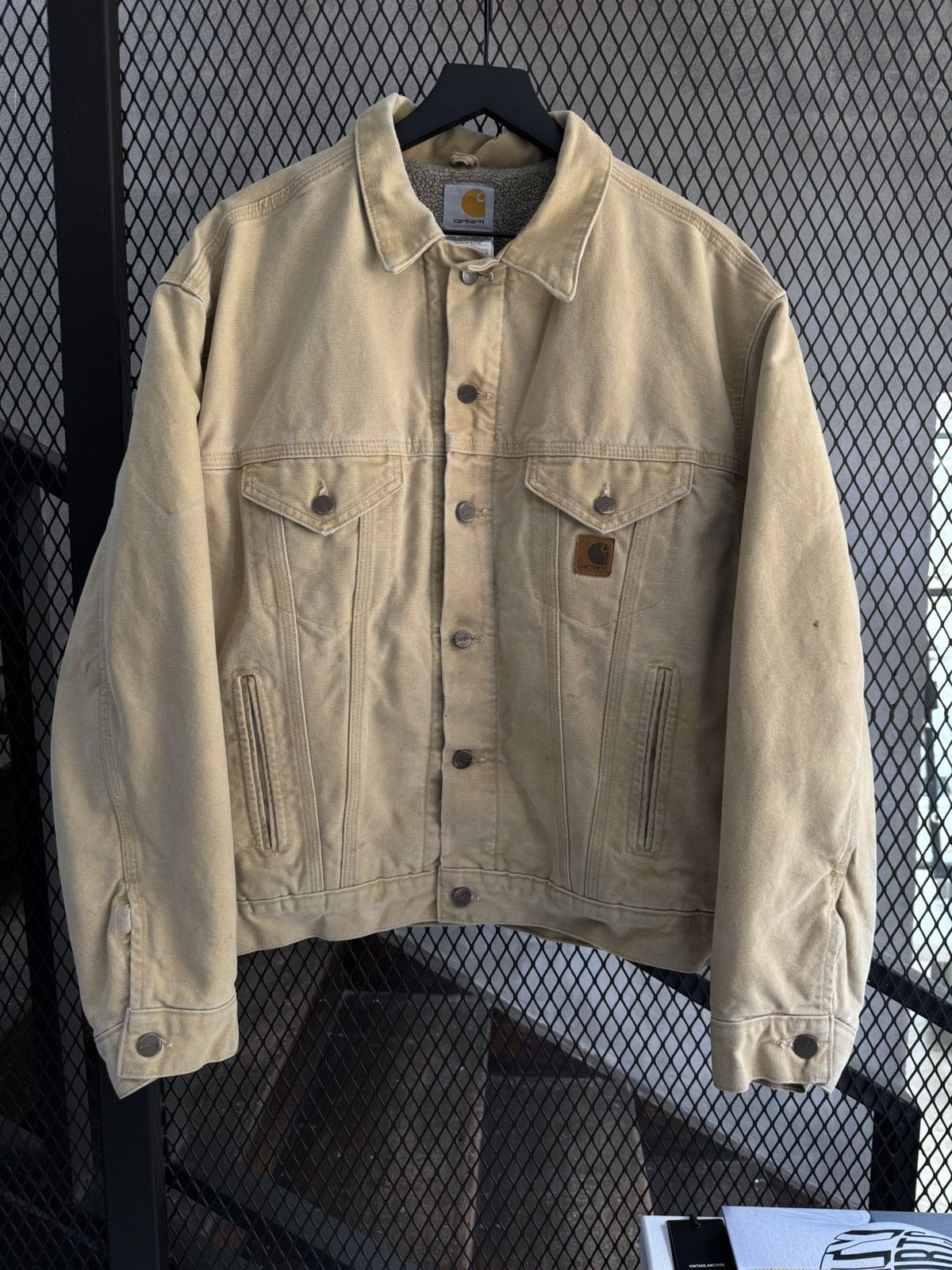 Carhartt Vintage 1990s Carhartt J233 WET Sherpa Lined Trucker Jacket Size US L / EU 52-54 / 3 - 1 Thumbnail