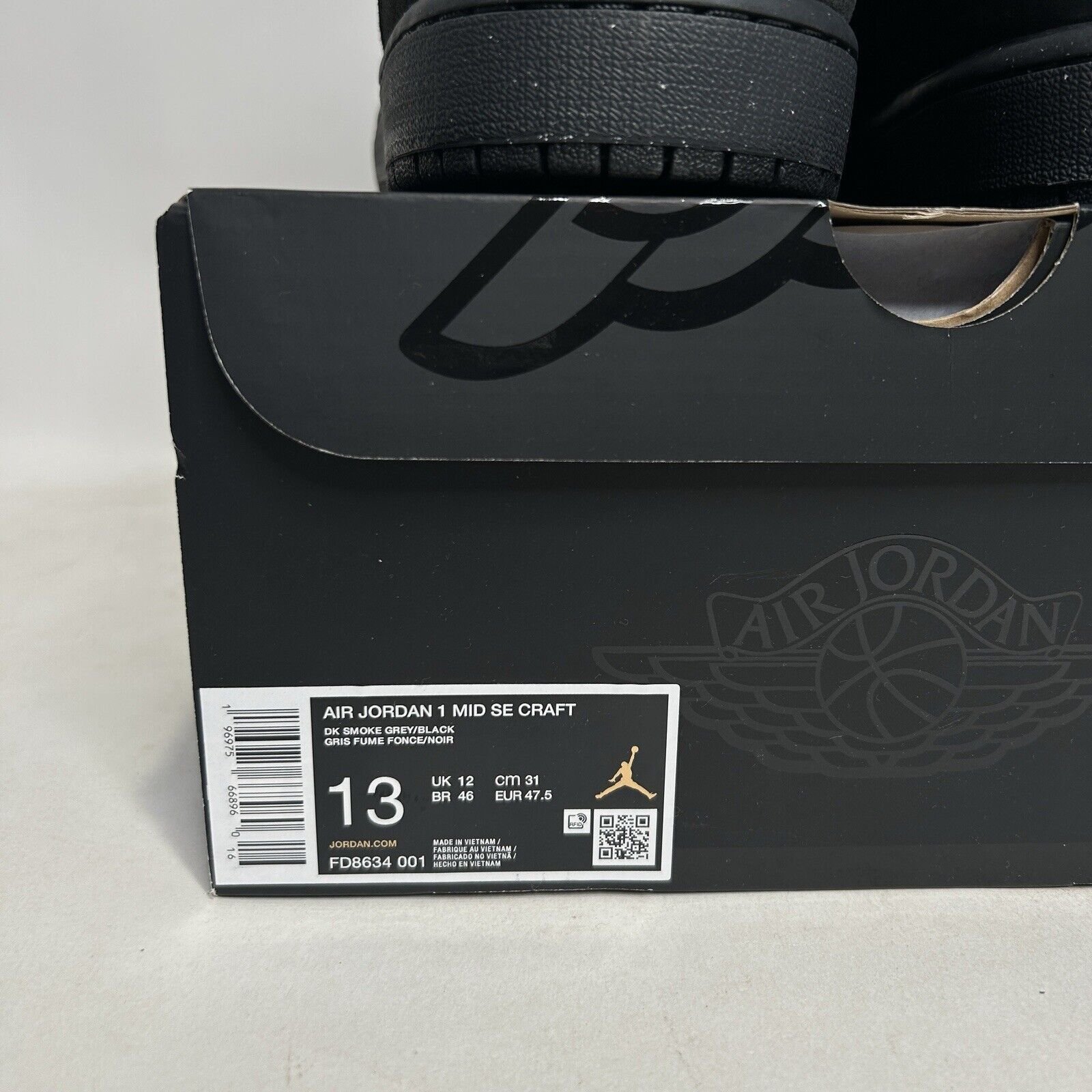 Nike Nike Air Jordan 1 Mid SE Craft “Black Dark Smoke Gray” 2024 Size US 13 / EU 46 - 5 Thumbnail