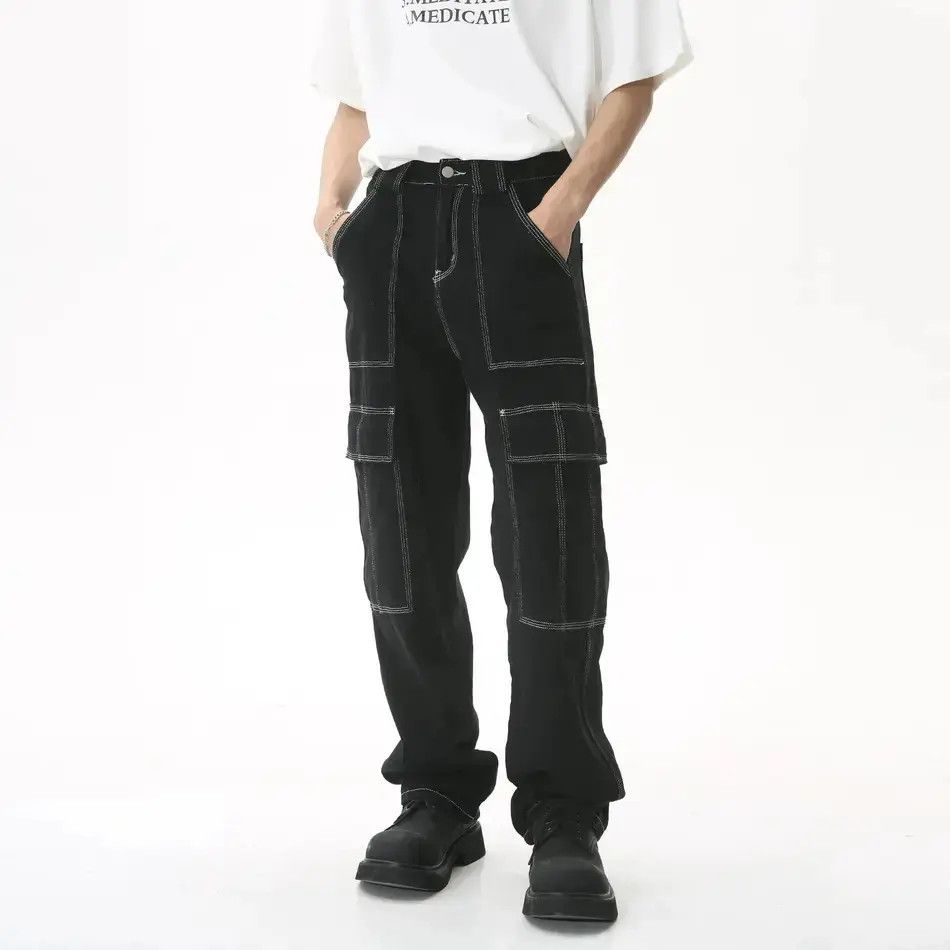 Japanese Brand Retro loose pocket patchwork jeans Size US 32 / EU 48 - 1 Thumbnail