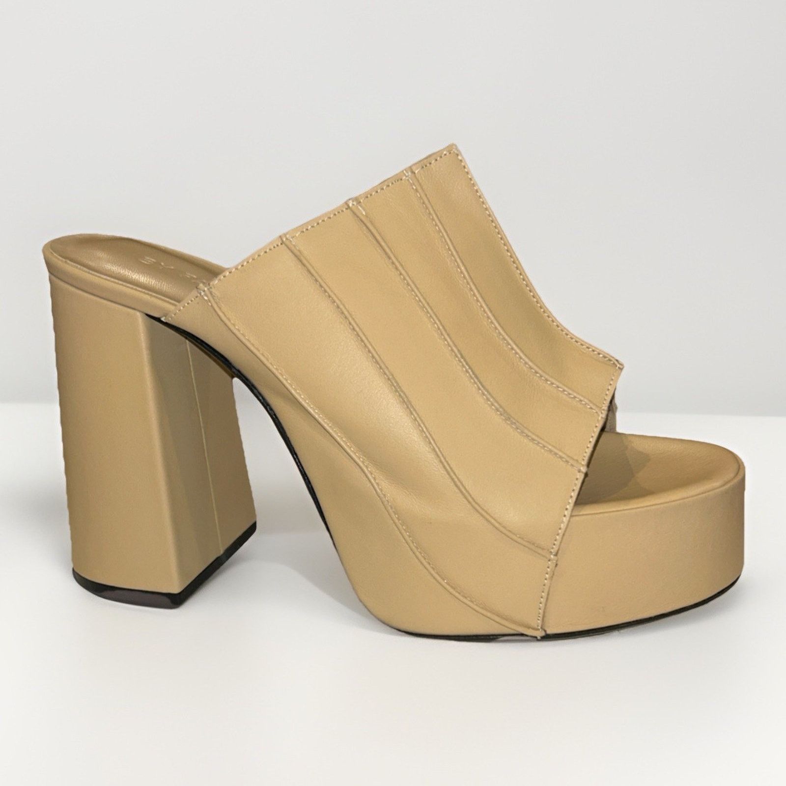 BY FAR Tan Brad Heeled Nappa Leather EUR 38/ Womens 7.5