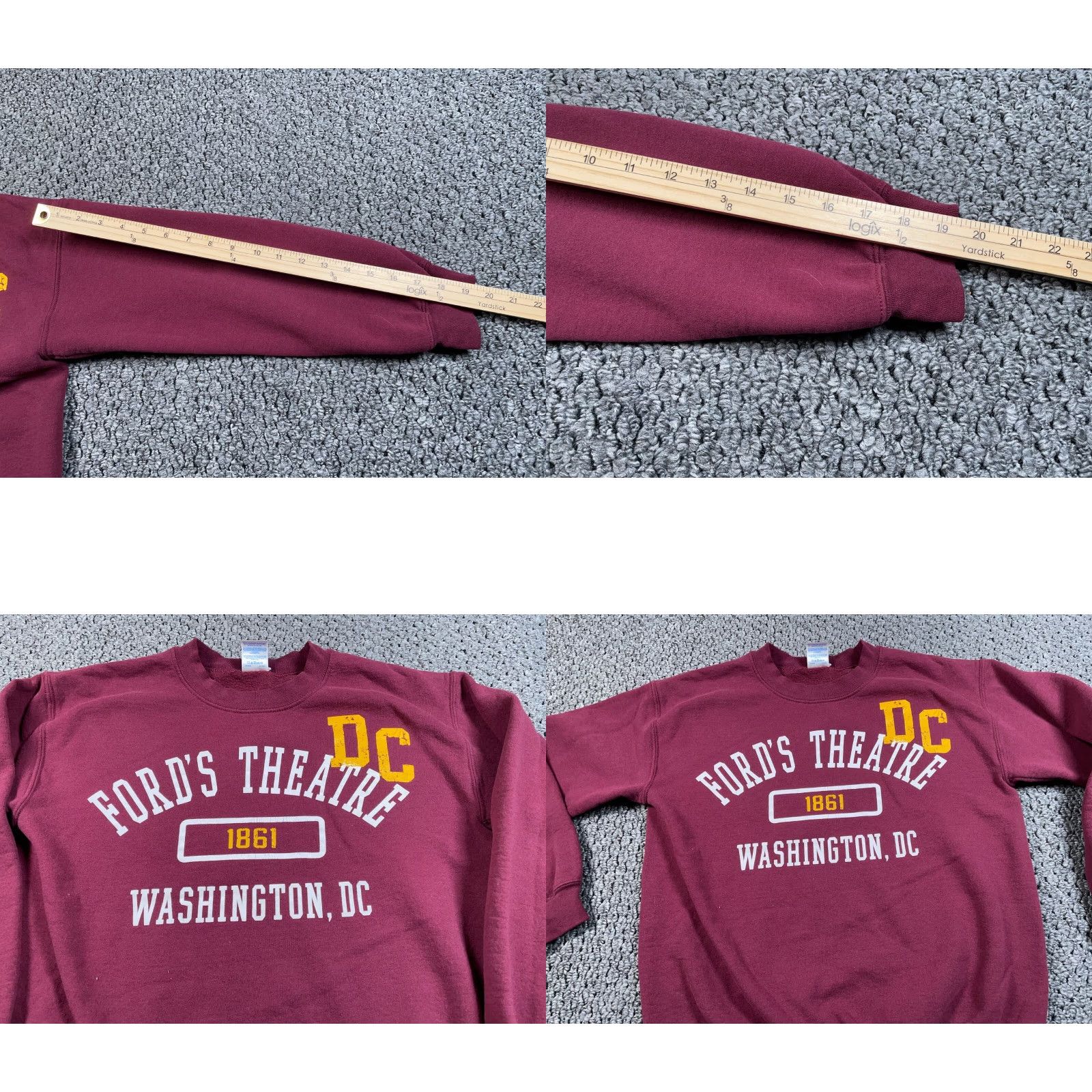 Vintage Ford's Theatre Sweatshirt Washington DC Adult Small Dark Red Crewneck Lincoln Size US S / EU 44-46 / 1 - 8 Thumbnail