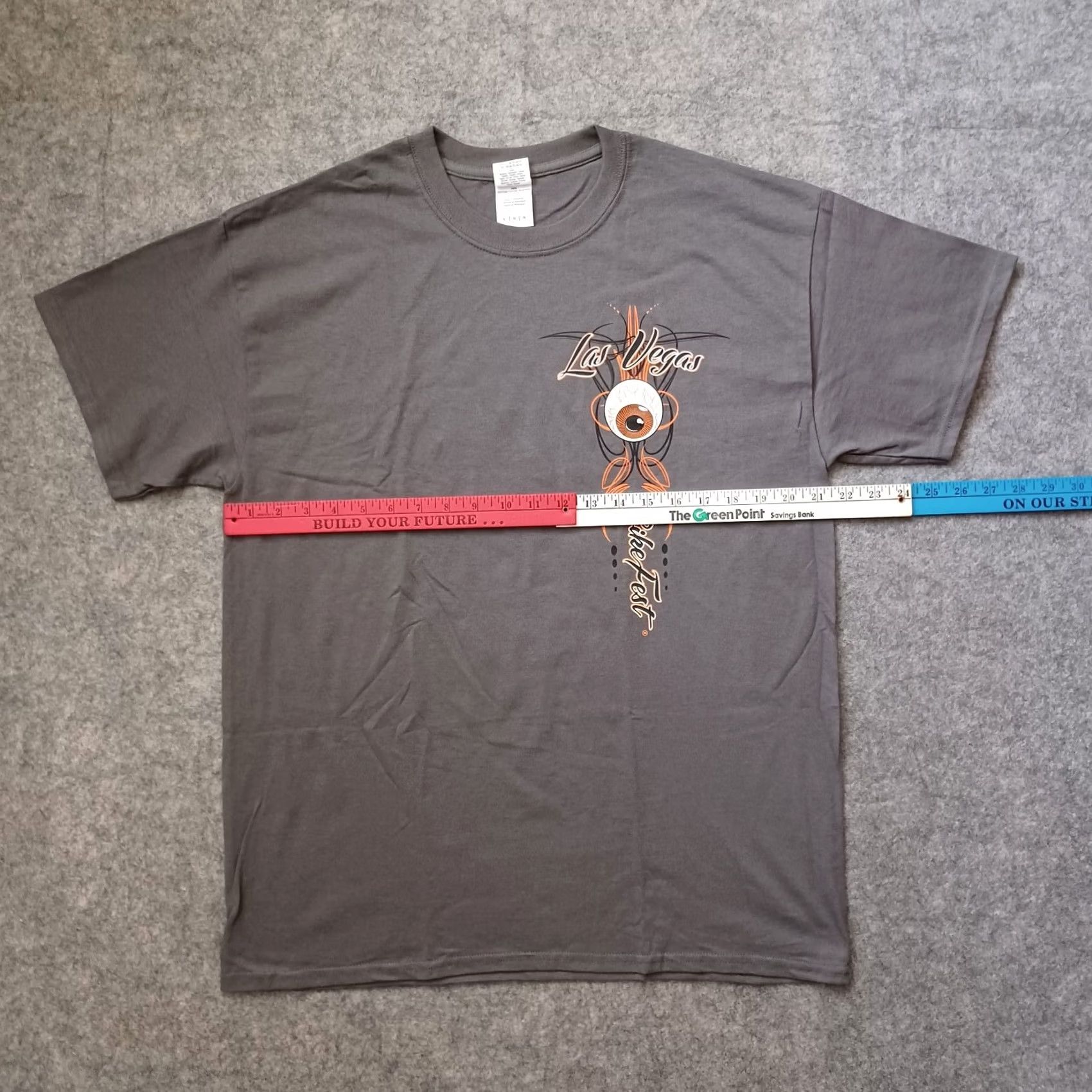 Gildan Las Vegas Bike Fest Men T Shirt L Gray Double Side 2014 Motorcycle Rally Gildan Short Sleeve Crew Neck Cotton Shirt Mens Size US L / EU 52-54 / 3 - 6 Thumbnail