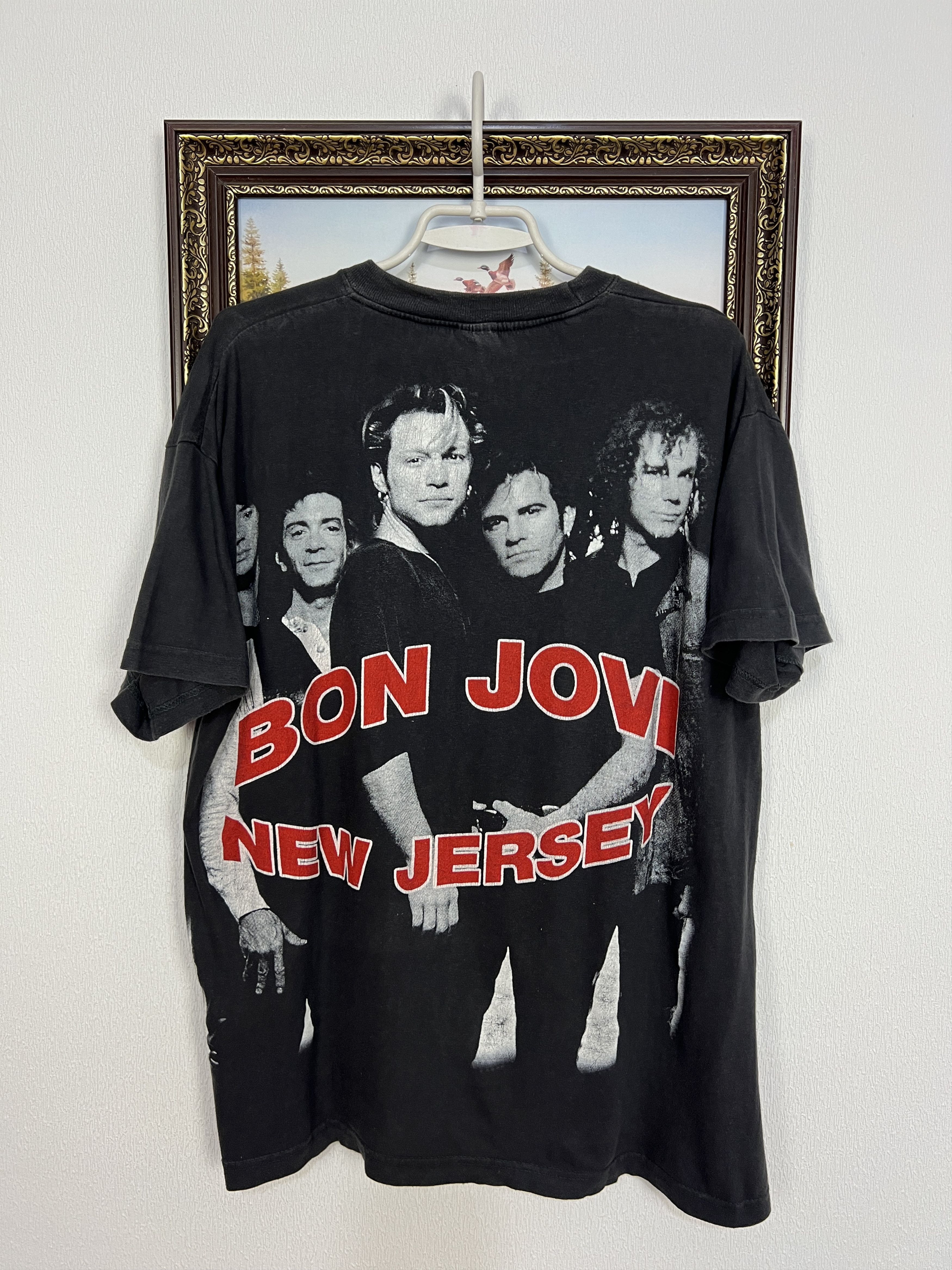 Vintage Bon Jovi New Jersey Over Print Band Tee Shirt Rare Hype Size US L / EU 52-54 / 3 - 7 Thumbnail