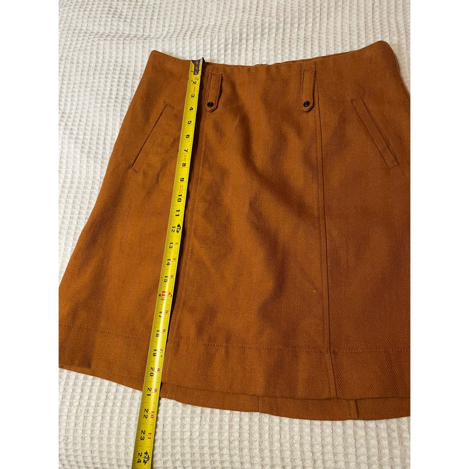 Merona Merona Wool Blend Rust Orange Retro High Waisted Mini Skirt Size 32" / US 10 / IT 46 - 5 Thumbnail