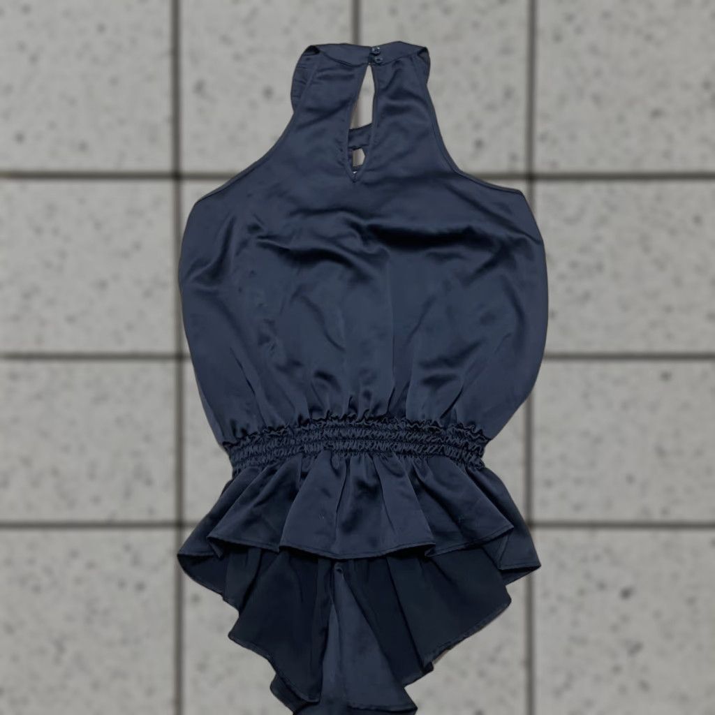 XOXO VINTAGE XOXO Blouse Shirt Women L Black Satin Sheer Ruffle Halter Top Fairy Grunge Romantic 90s Style Seasonal Black Womens Size L / US 10 / IT 46 - 1 Thumbnail