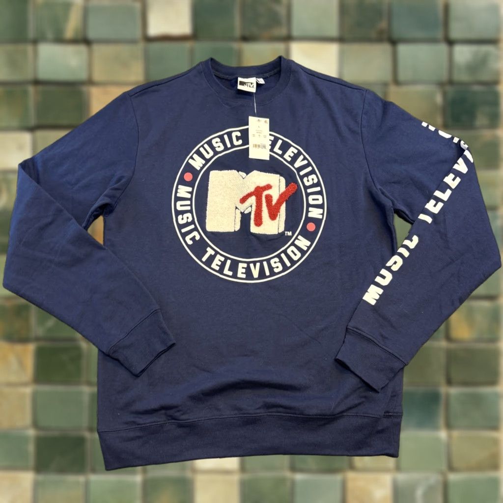 Vintage VINTAGE MTV Music Television Women’s Long Sleeve Blue Sweatshirt L Fabric Logo NWT Size L / US 10 / IT 46 - 1 Thumbnail
