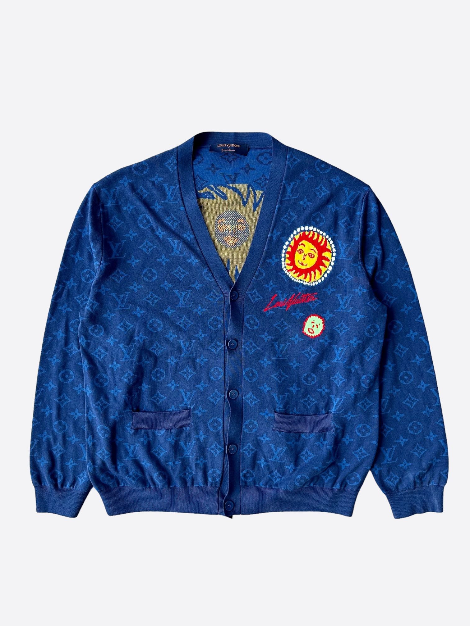 Louis Vuitton × Yayoi Kusama Louis Vuitton Yayoi Kusama Blue Monogram Cardigan Size US XXL / EU 58 / 5 - 1 Thumbnail