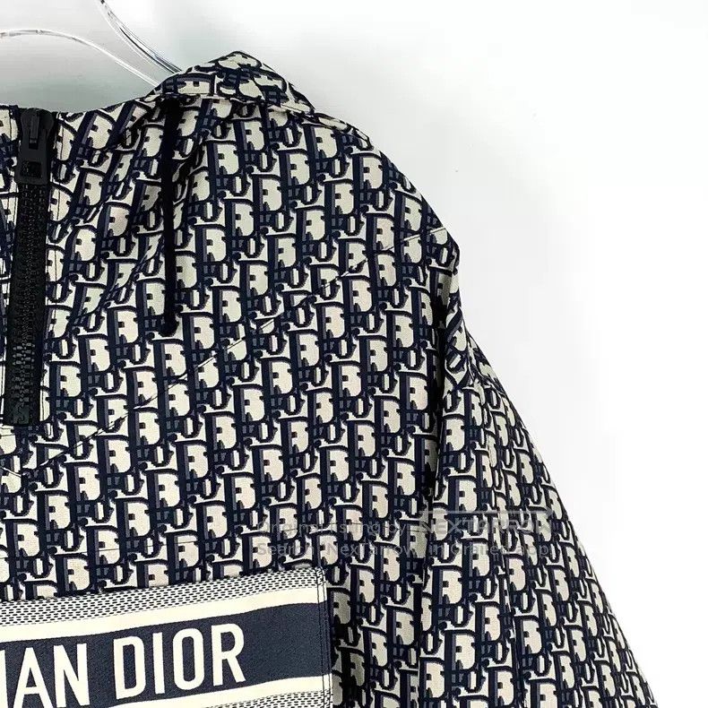 Dior Dior Navy blue logo jacquard full print semi-zipper hooded Size XS / US 0-2 / IT 36-38 - 3 Thumbnail