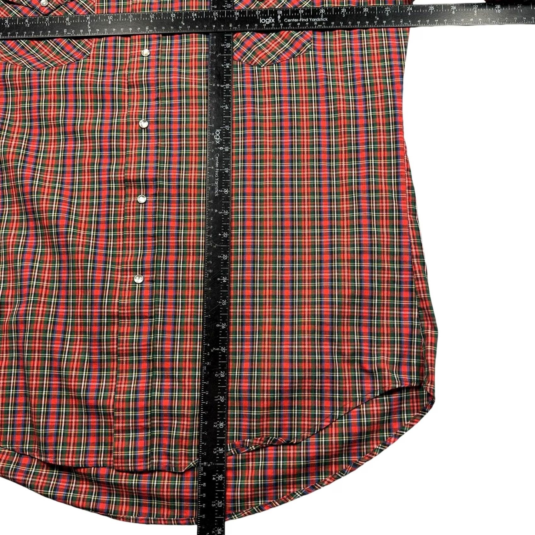 Vintage VINTAGE Pearl Snap Western Shirt Men's 17.5/35 Red Long Sleeve Cowboy Ruddock Cotton Blend Plaid Shirt Mens Swing Cadence Size US XXL / EU 58 / 5 - 5 Thumbnail