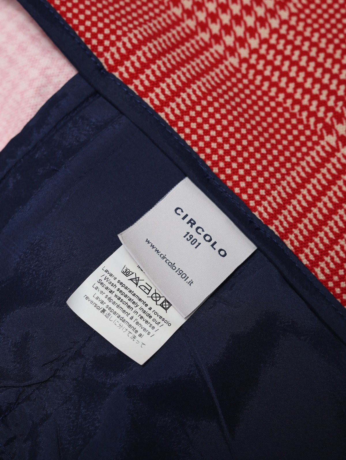 Circolo 1901 Circolo 1901 Red White Houndstooth Blazer Cotton Elastane Size L / US 10 / IT 46 - 13 Thumbnail