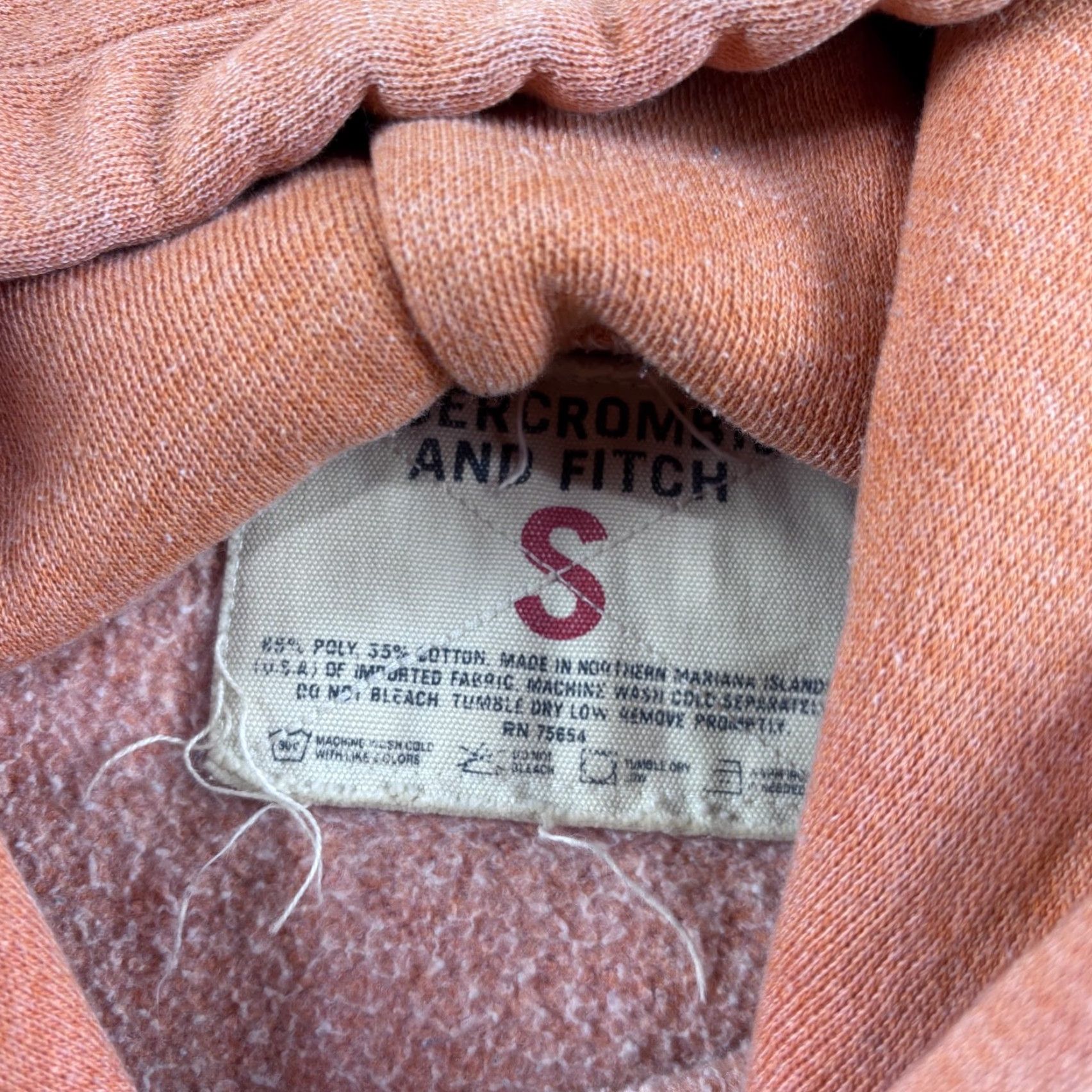 Abercrombie & Fitch VINTAGE Abercrombie & Fitch Hoodie Womens S Orange Graphic Print 90s Logo Embroidered Pockets Size S / US 4 / IT 40 - 3 Thumbnail