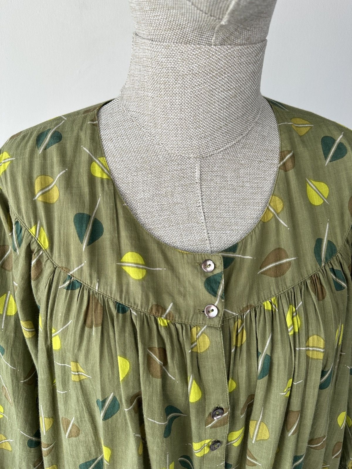 Gudrun Sjoden GUDRUN SJODEN Olive Leaf Print Cotton Tunic Blouse Lagenlook Size M / US 6-8 / IT 42-44 - 8 Thumbnail