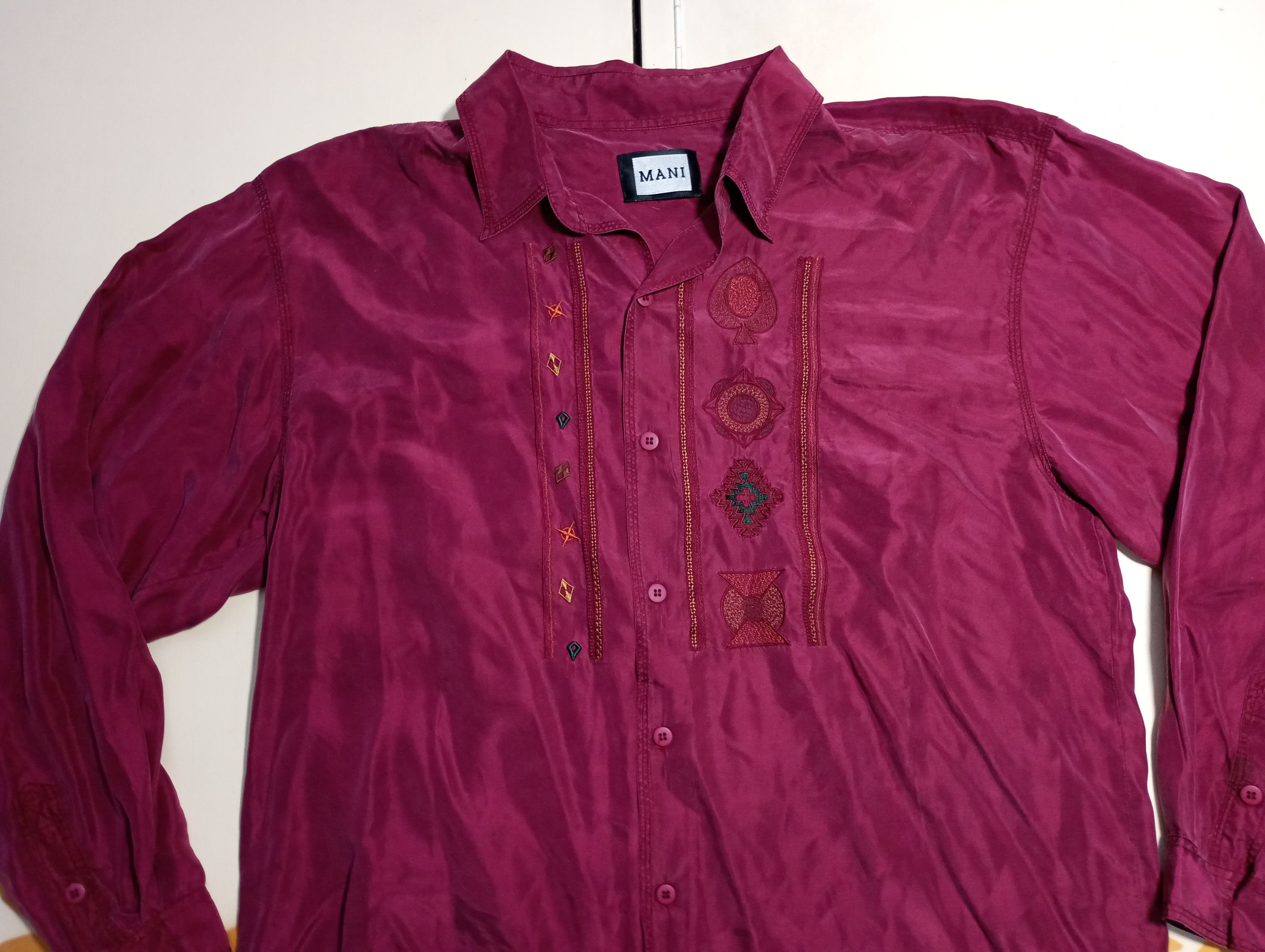 Vintage Mani 100% Silk Shirt Vintage 90's Size US XL / EU 56 / 4 - 6 Thumbnail
