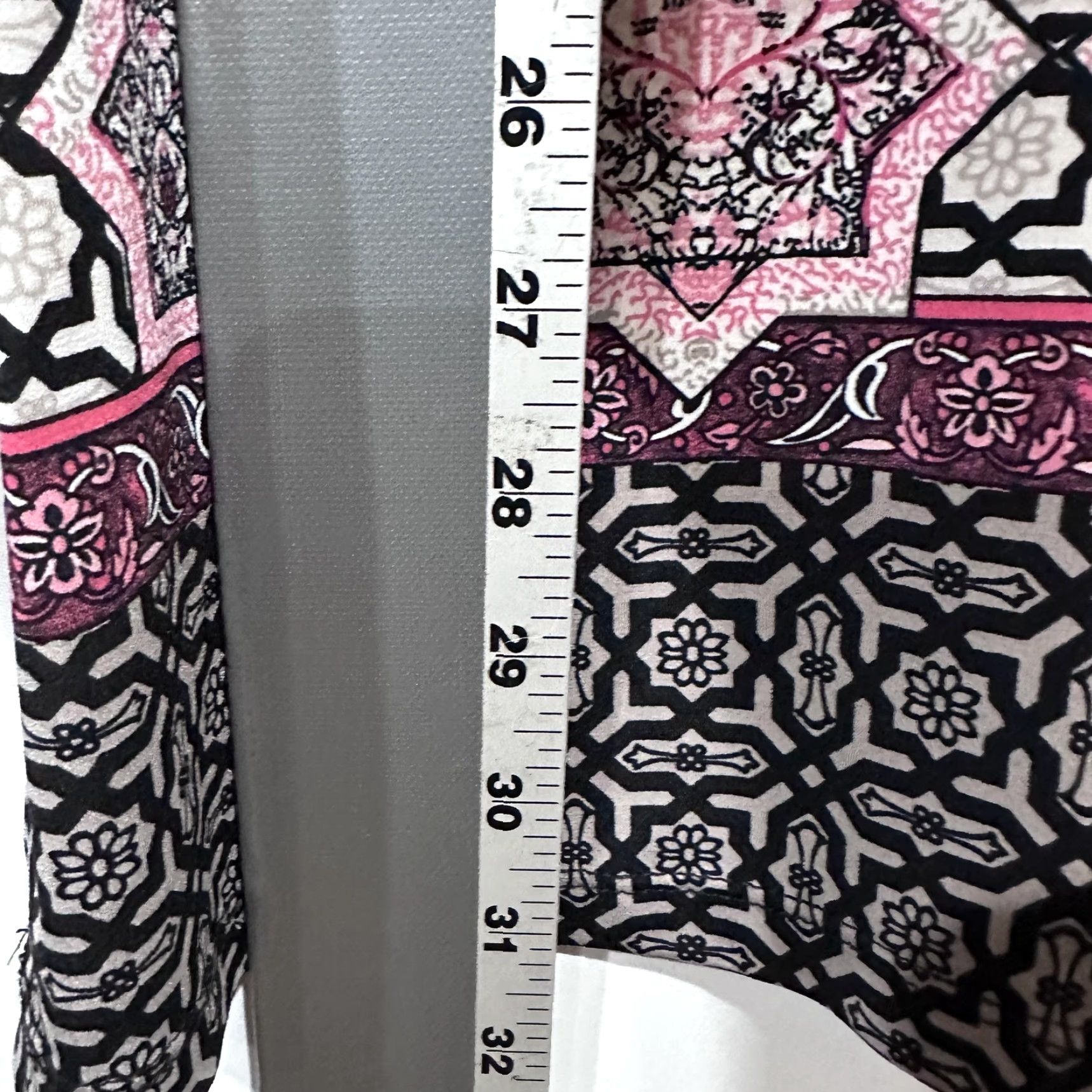 JM Collection JM Collection Tunic Dress Women L Black White Pink Geometric 3/4 Sleeve Boho V-Neck Print Shirt/Dress Size L / US 10 / IT 46 - 4 Thumbnail
