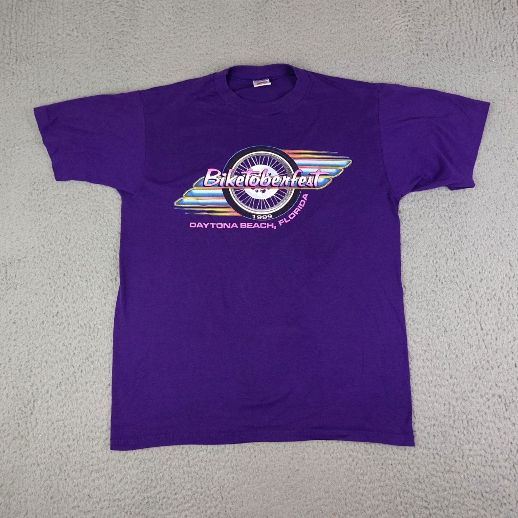 Jerzees VINTAGE Biketoberfest Shirt Mens Large Purple 1999 Daytona Beach Single Stitch Size US L / EU 52-54 / 3 - 2 Thumbnail