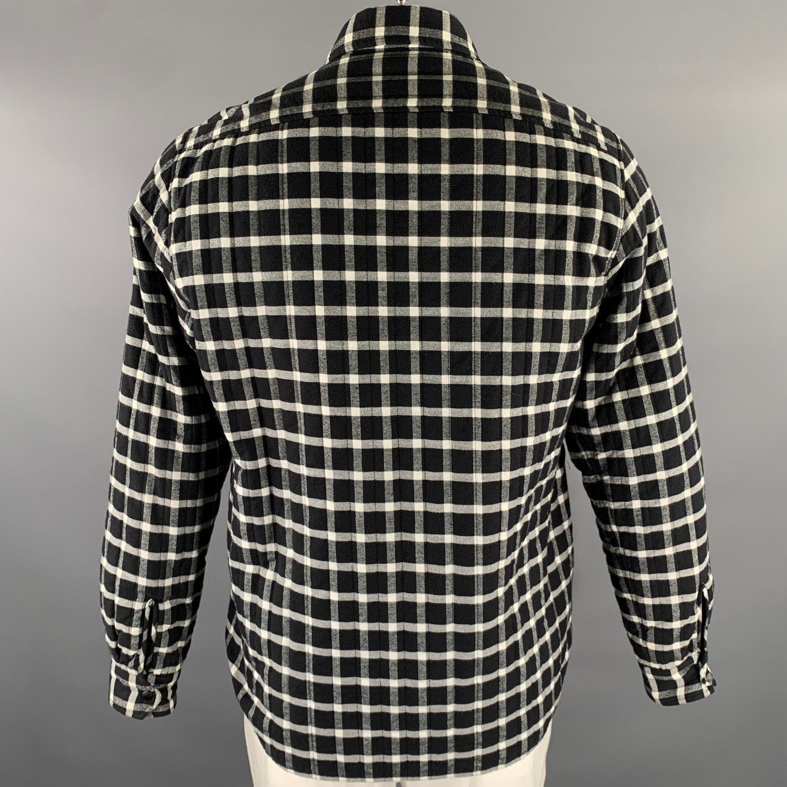 Aspesi ASPESI Size L Black White Plaid Quilted Cotton Shirt Jacket Size US L / EU 52-54 / 3 - 4 Thumbnail