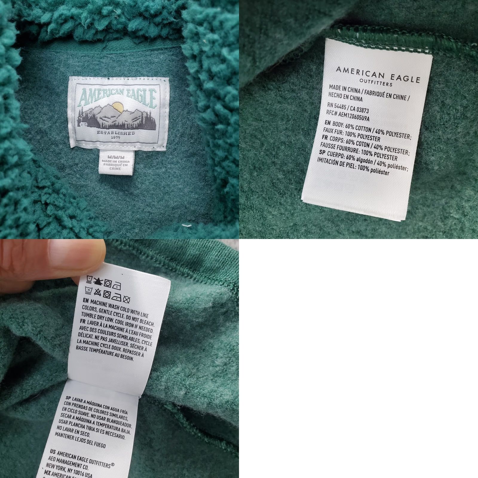 American Eagle Outfitters American Eagle Hoodie Womens M Green Cropped Fleece Lined Pullover Drawstring Hem Shirt Size M / US 6-8 / IT 42-44 - 8 Thumbnail