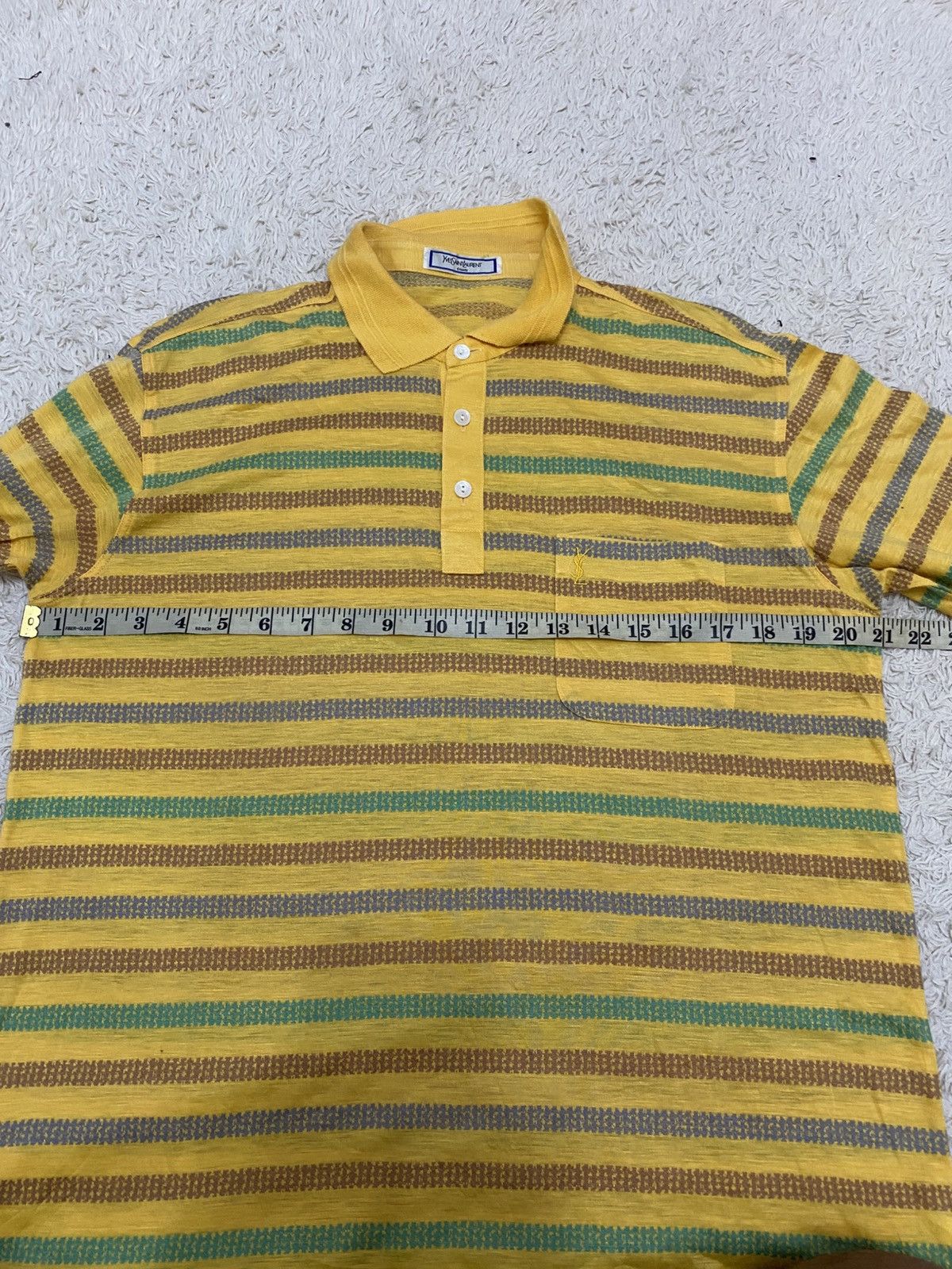 Yves Saint Laurent “YSL – Striped Long Sleeve Knit Top Yellow Green Brown Size US M / EU 48-50 / 2 - 8 Thumbnail