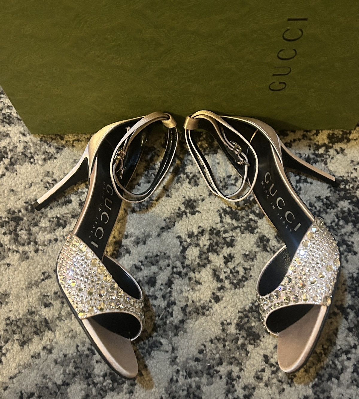 Gucci Gucci GG Crystal Satin Slide Raso Seta Malaga Kid Sandal Size US 5 / IT 35 - 5 Thumbnail