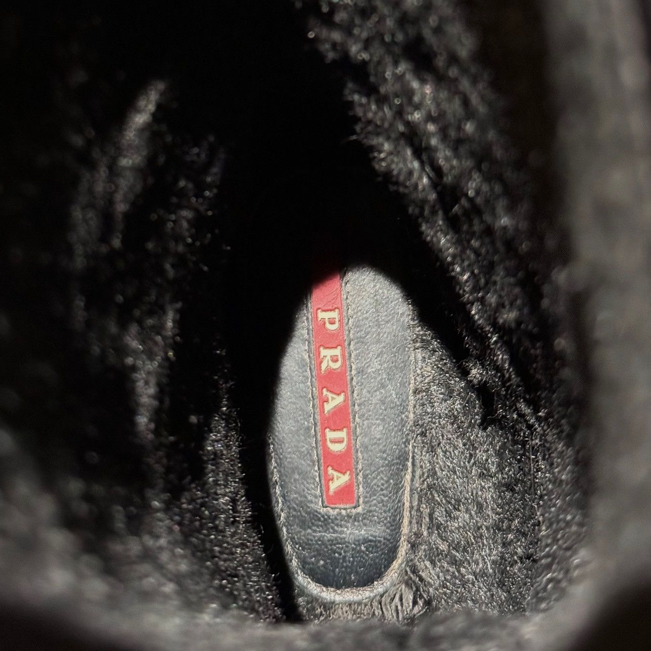 Prada Prada Black Enamel Triangle Mid-Calf Rain Boots Size US 8 / IT 38 - 13 Thumbnail