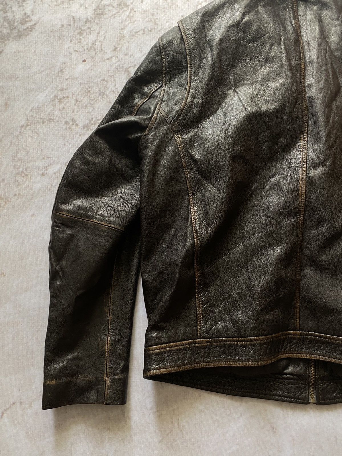 Genuine Leather × Vintage Vintage 90s BIKER MOTO Black FADED Leather Jacket Y2k Hype Size US XL / EU 56 / 4 - 13 Thumbnail