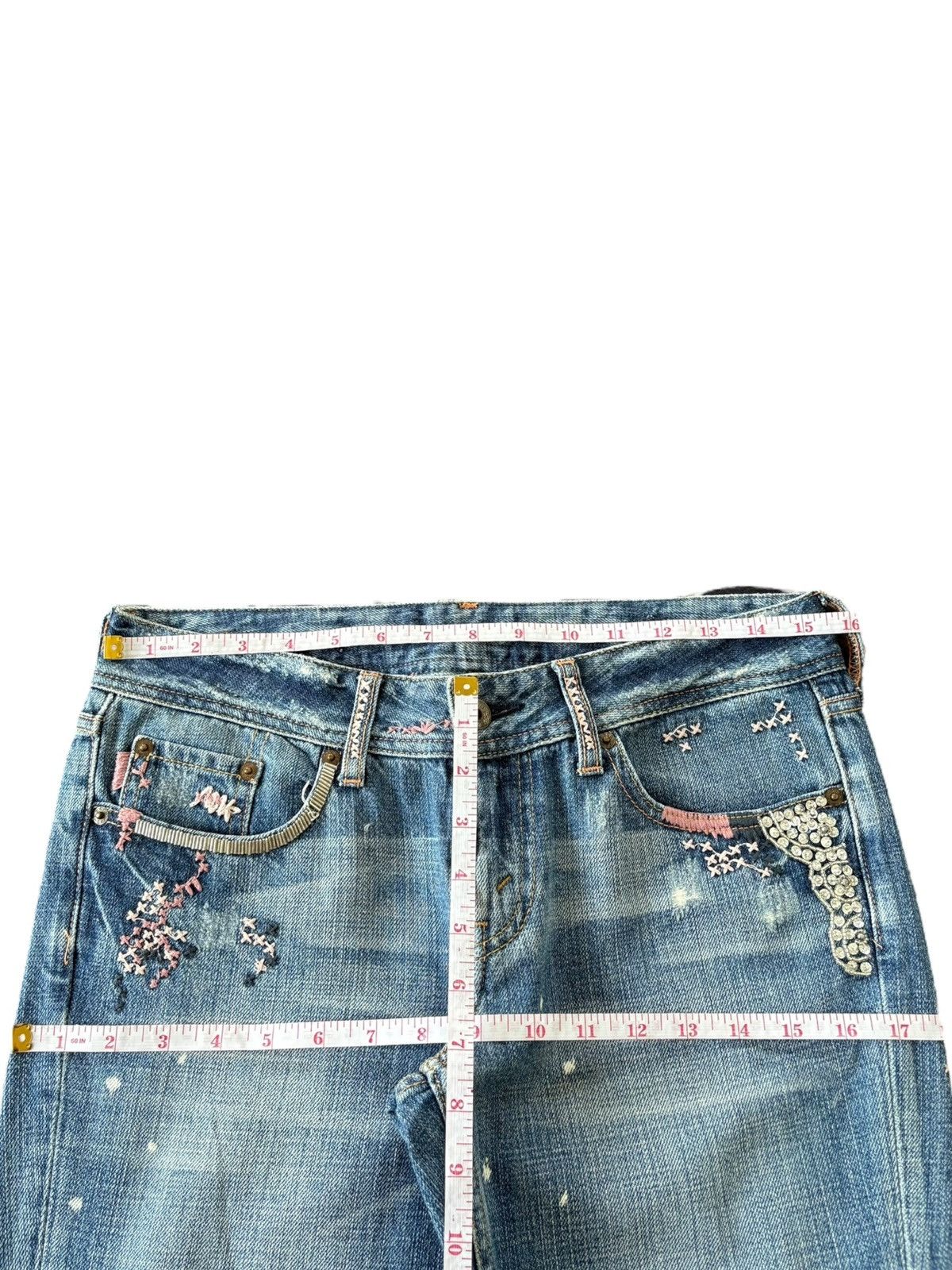 Levi's Vintage 90s Levis 553 Flare Rare Design Distressed Jeans Size 32" / US 10 / IT 46 - 10 Thumbnail