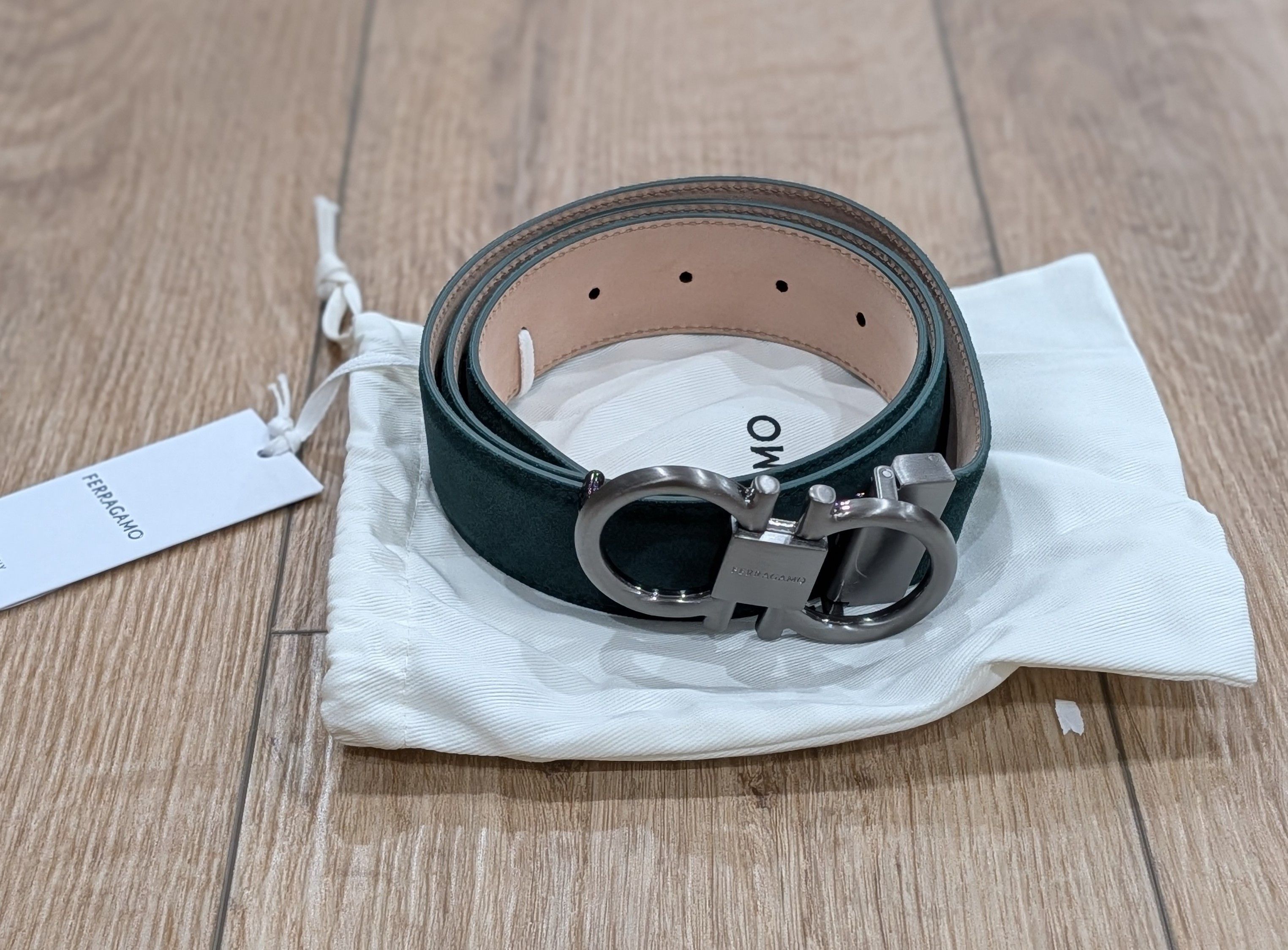 Salvatore Ferragamo Salvatore Ferragamo Gancini Suede Belt Moss 105 US 42 Size 42 - 2 Thumbnail