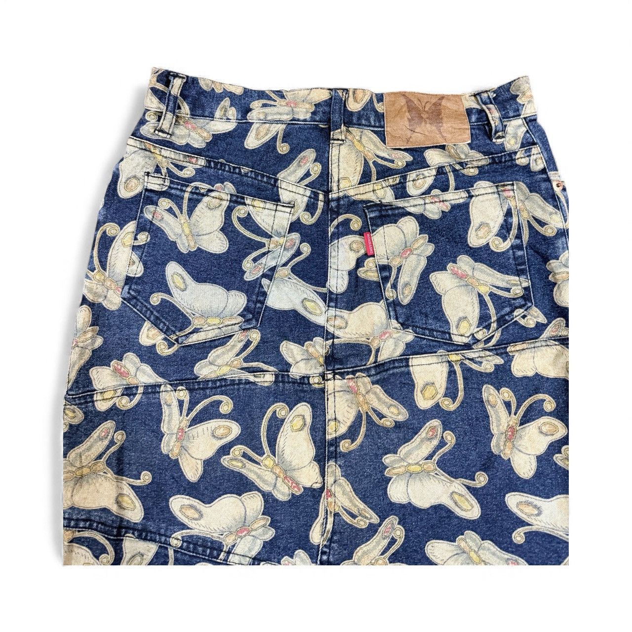 Vtg🔥Chevignon Butterfly All Over Print Jeans Skirt