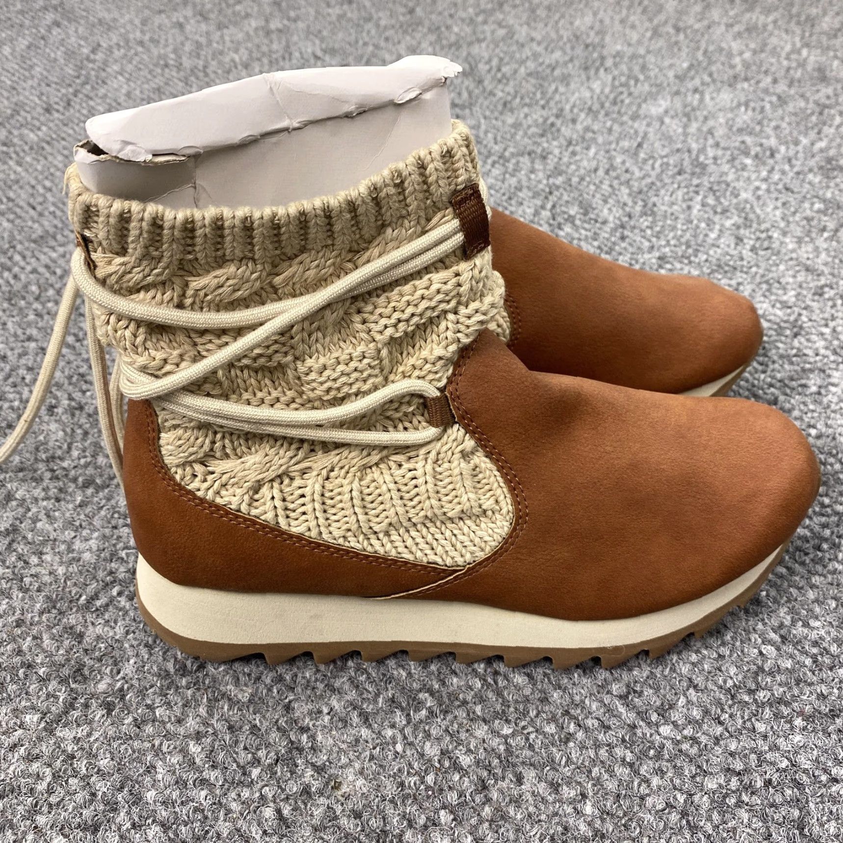 Merrell Merrell Boots Womens 8 Brown Knit Cuff Lug Sole Winter Faux Leather Ankle Bootie, Casual, Travel, Workwear, 8 M, Brown, Womens Size US 8 / IT 38 - 4 Thumbnail