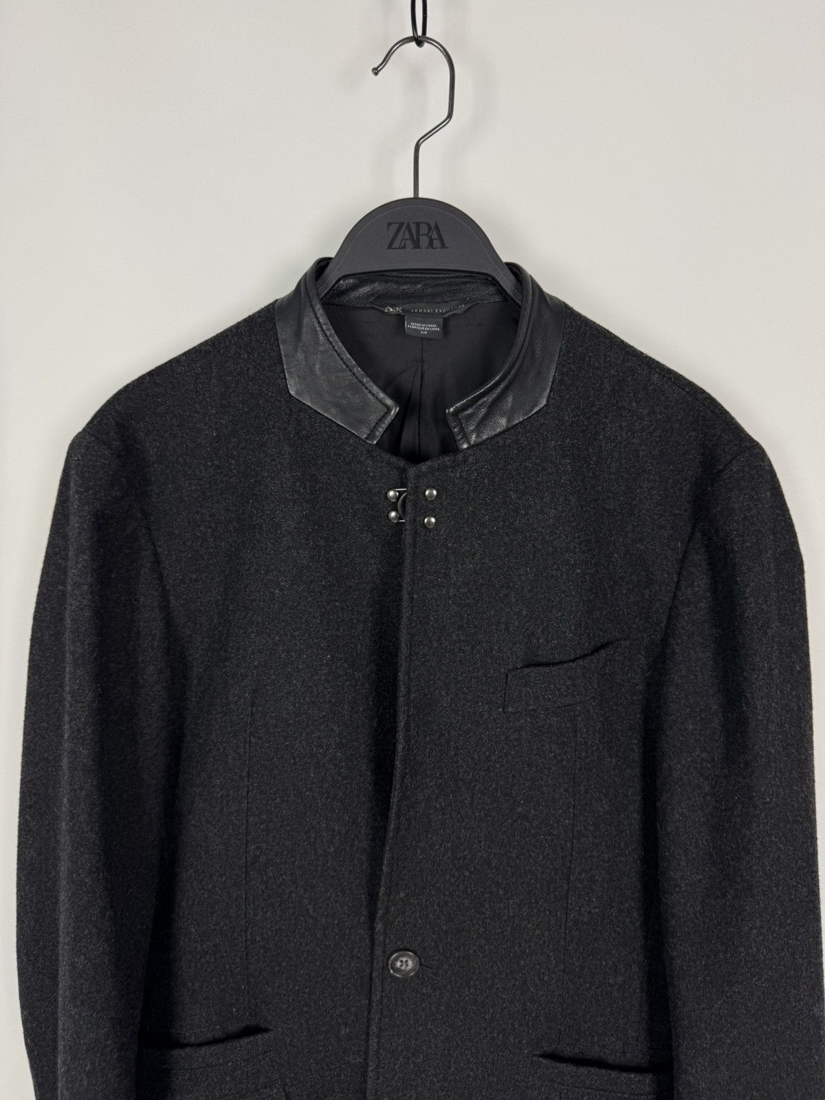 Armani Exchange Armani Exchange Wool Blend Leather Collar Blazer Jacket Size US S / EU 44-46 / 1 - 2 Thumbnail
