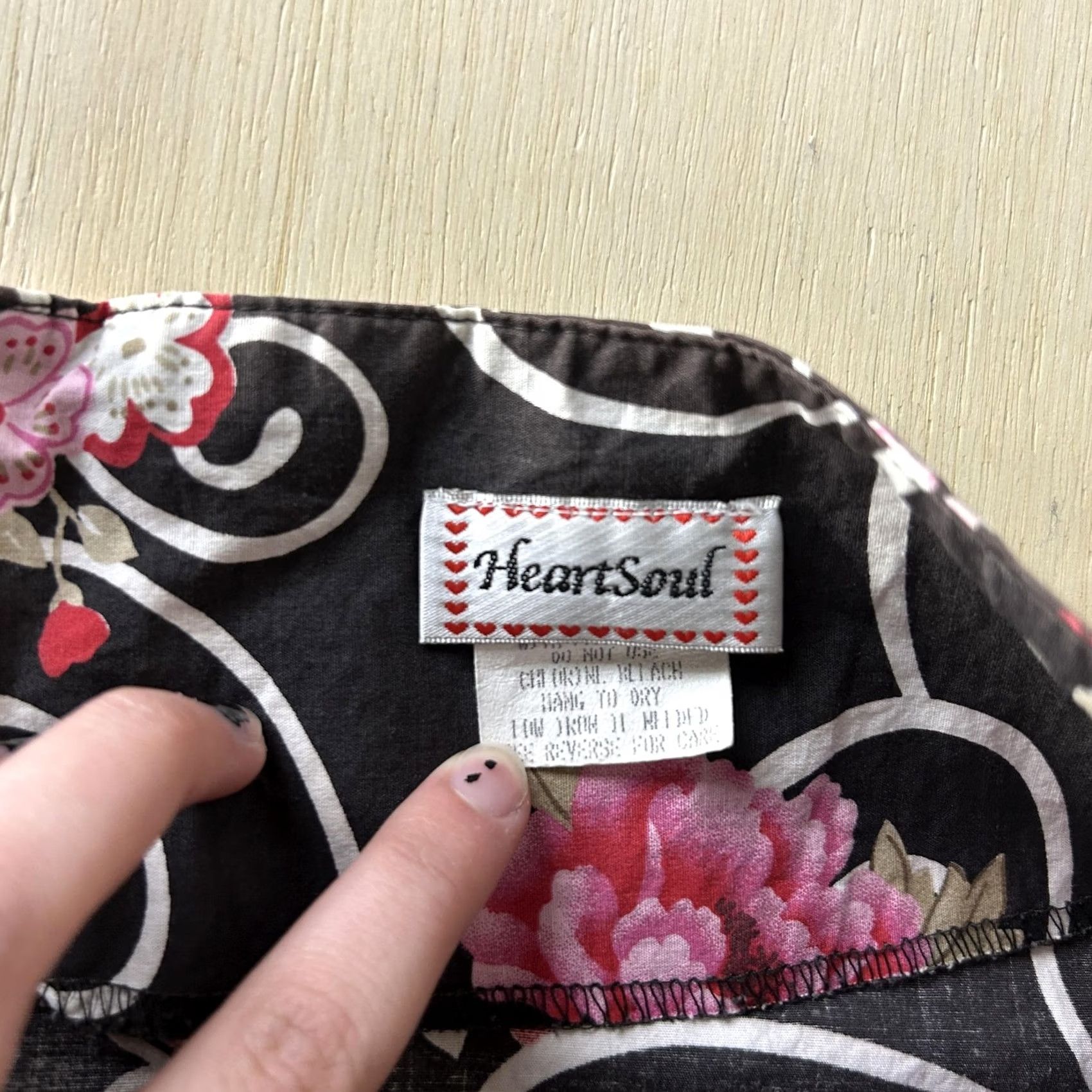 Vintage HeartSoul Skirt Womens M Black Floral Cotton A-Line Short Lightweight Casual Size 32" / US 10 / IT 46 - 2 Thumbnail