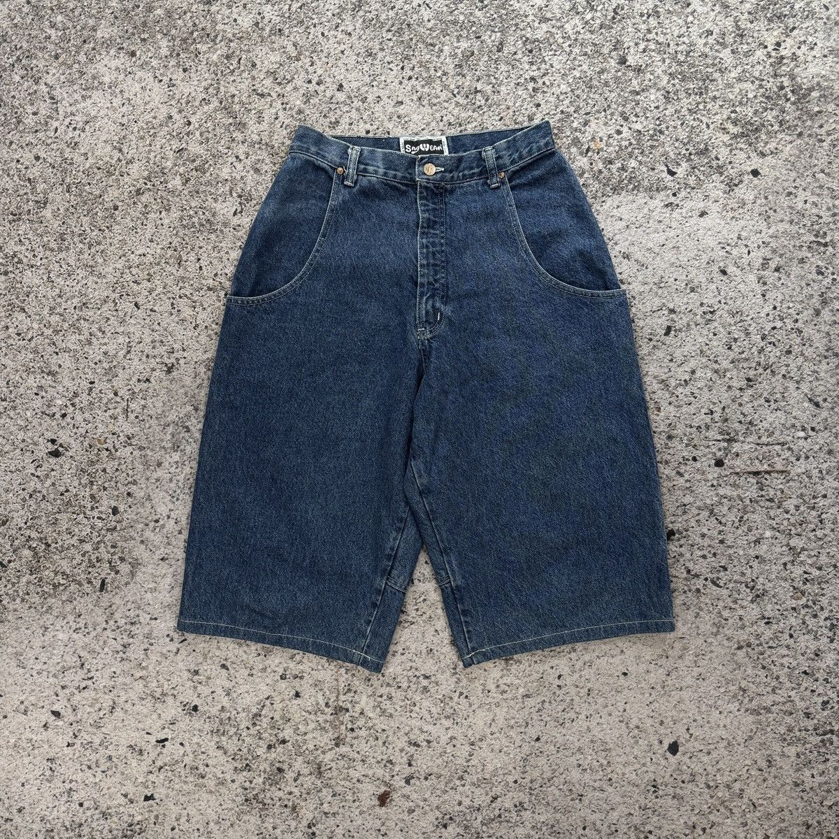 JNCO 90s Sagwear Baggy Wide Leg Denim Skater Shorts Jorts Rare Size US 28 / EU 44 - 2 Thumbnail