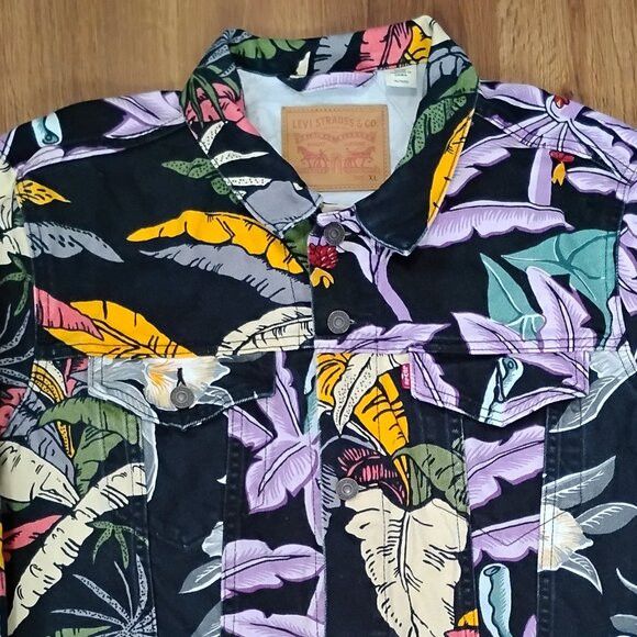 Levi's Levi's Signature Tropic Hawaiian Floral Denim Jean Jacket Size US XL / EU 56 / 4 - 1 Thumbnail